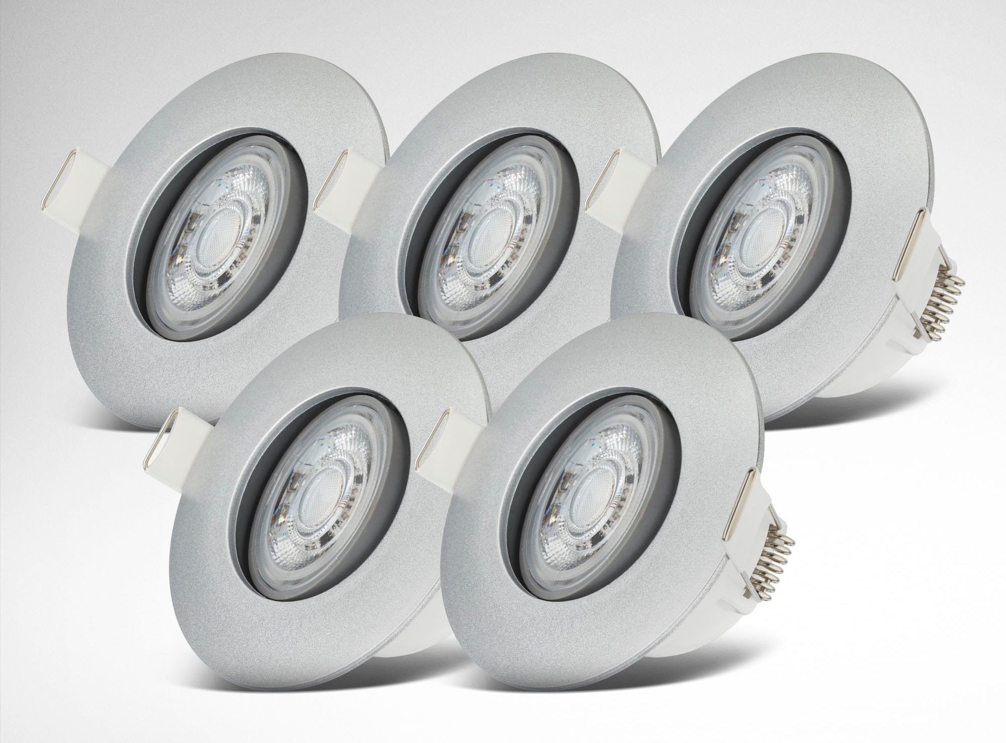 B.K.Licht LED Einbauleuchte »BK_EL1571 LED Einbauleuchten IP65 5er-Set Kunststoff Chrom«,  4,9W 480lm 3.000K
