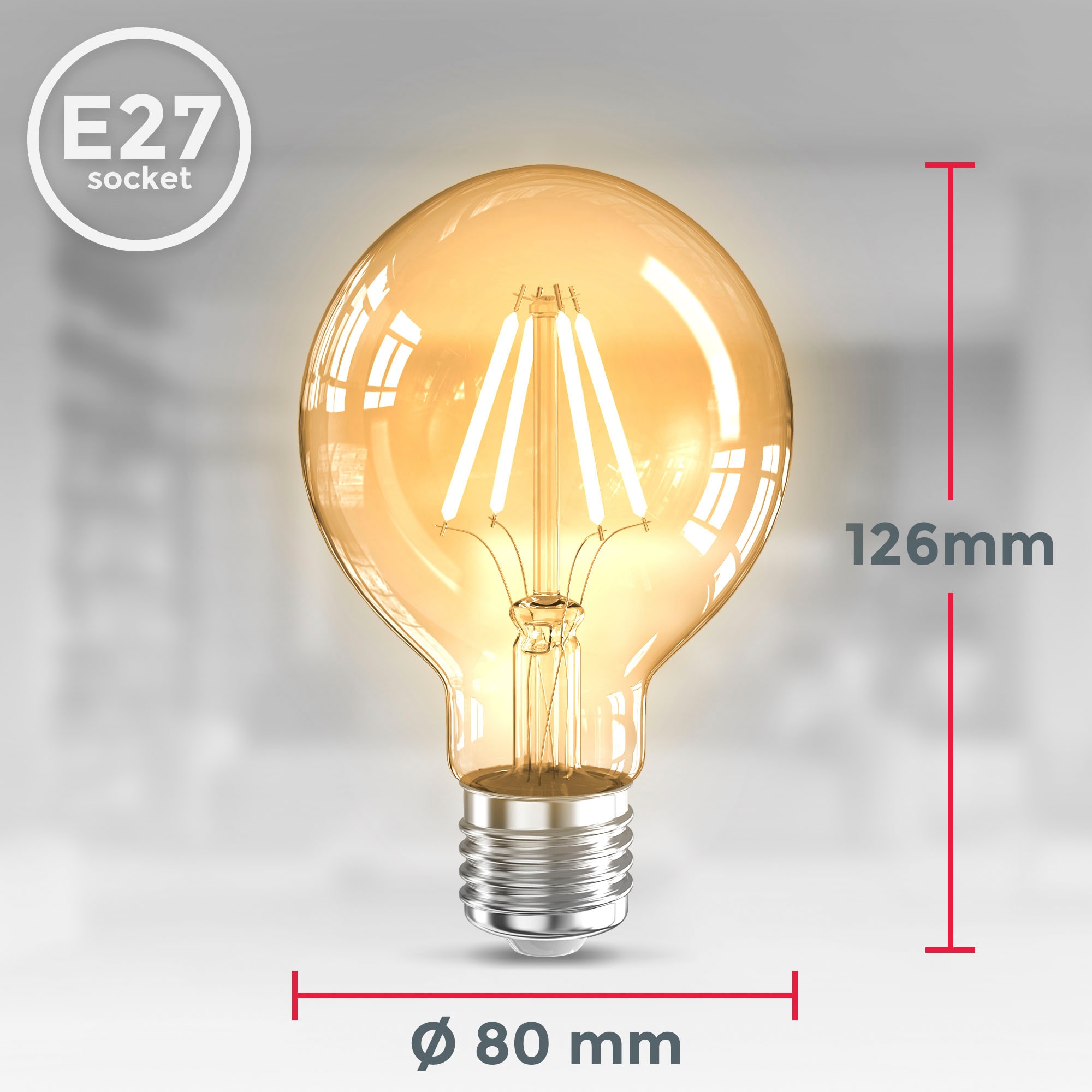 E27, Edison Warmweiß, Vintage Set St., Glühbirne K B.K.Licht 3 3er G80«, Filament E27 LED-Leuchtmittel »BK_LM1401 Leuchtmittel bestellen LED 2.200 bequem