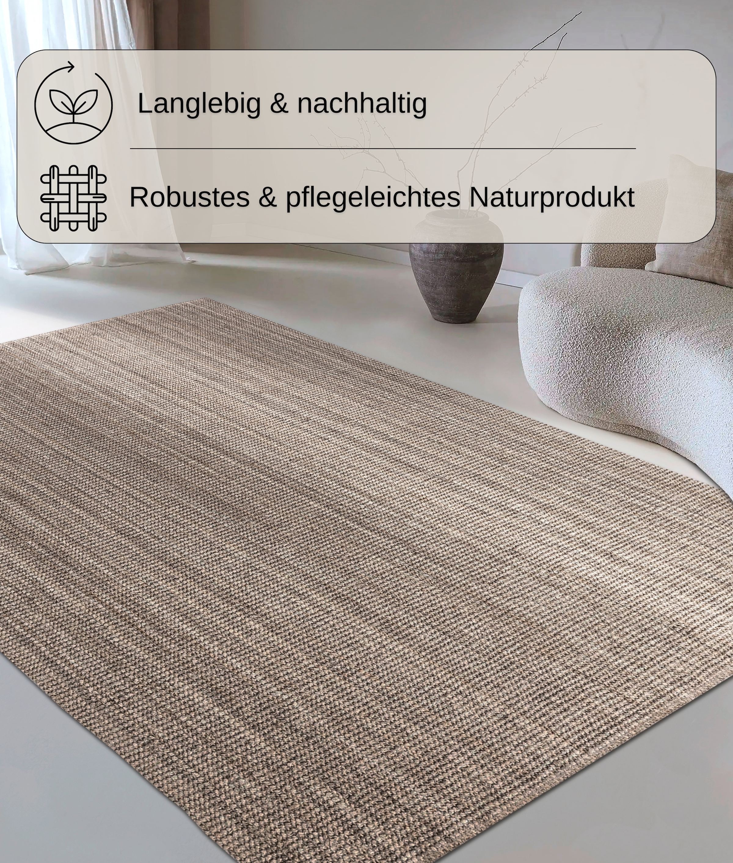 Home affaire Teppich »Avot Juteteppich«, rechteckig, 10 mm Höhe, 100% Jutefaser, Natur, Esszimmer, Läufer, Wohnzimmer, Flur, Skandi