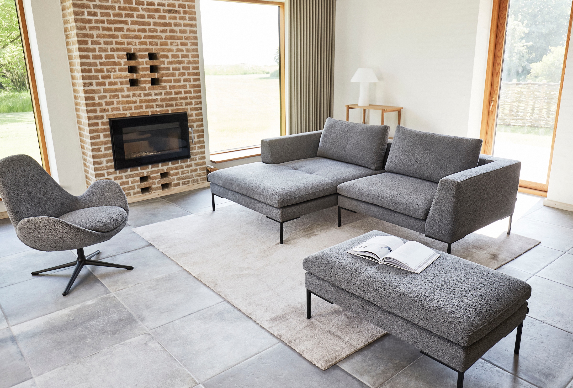 FLEXLUX Ecksofa »Loano, superbequemer Sitzkomfort durch Kaltschaum im Sitz, L-Form«, modernes Sofa, frei im Raum stellbar, lose Kissen, hoher Fuß