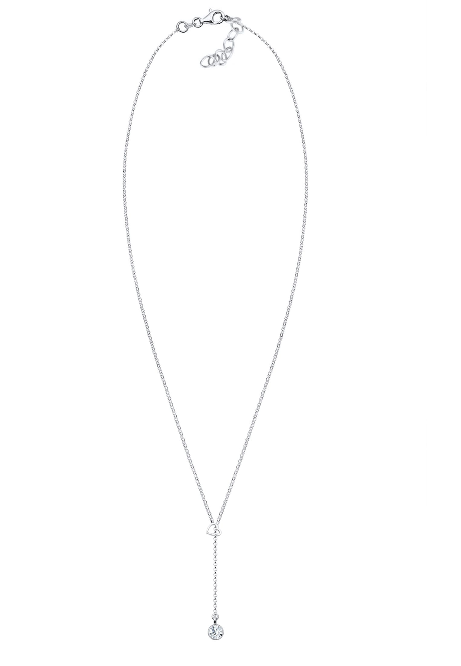 Elli Y-Kette »Halskette Y-Halskette Herz Glass Kristalle Weiß 925 Sterling Silber«