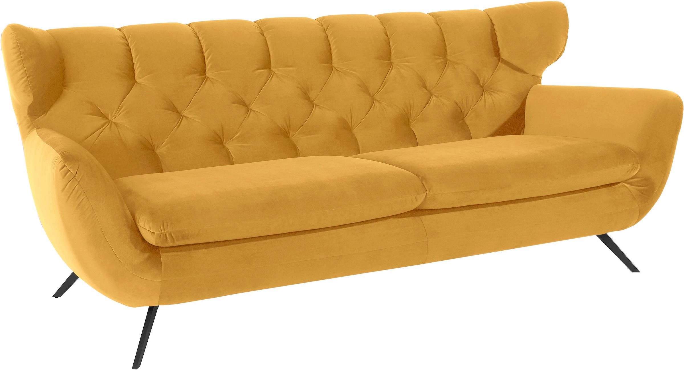 3C Candy 3-Sitzer »Beatrice, extravagantes Megasofa, bequem, Küchensofa«, mit Rückensteppung im Rautenmuster, Samt Optik, auch in Fellimitat