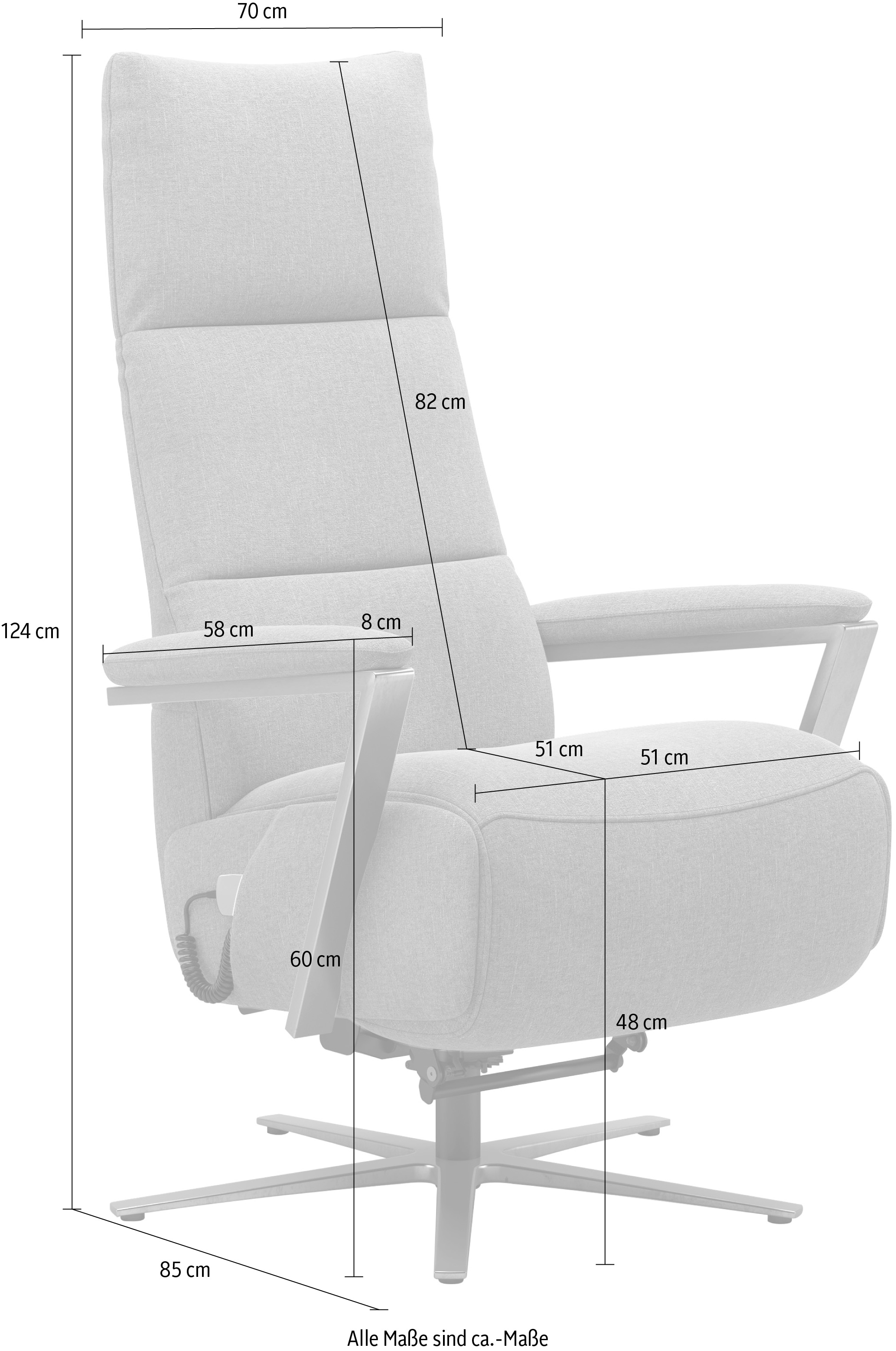 sit&more TV-Sessel »Vario Comfort, inkl. Kopfteilverstellung & 360 Grad Drehfunktion«, mit Herz-Waage-Funktion & 3 Motoren, Höhe der Armlehnen 60cm