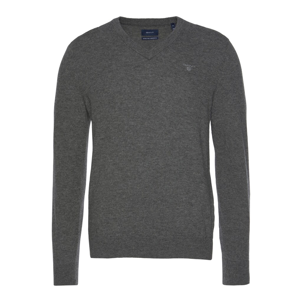 Gant V-Ausschnitt-Pullover, aus reiner Lammwolle