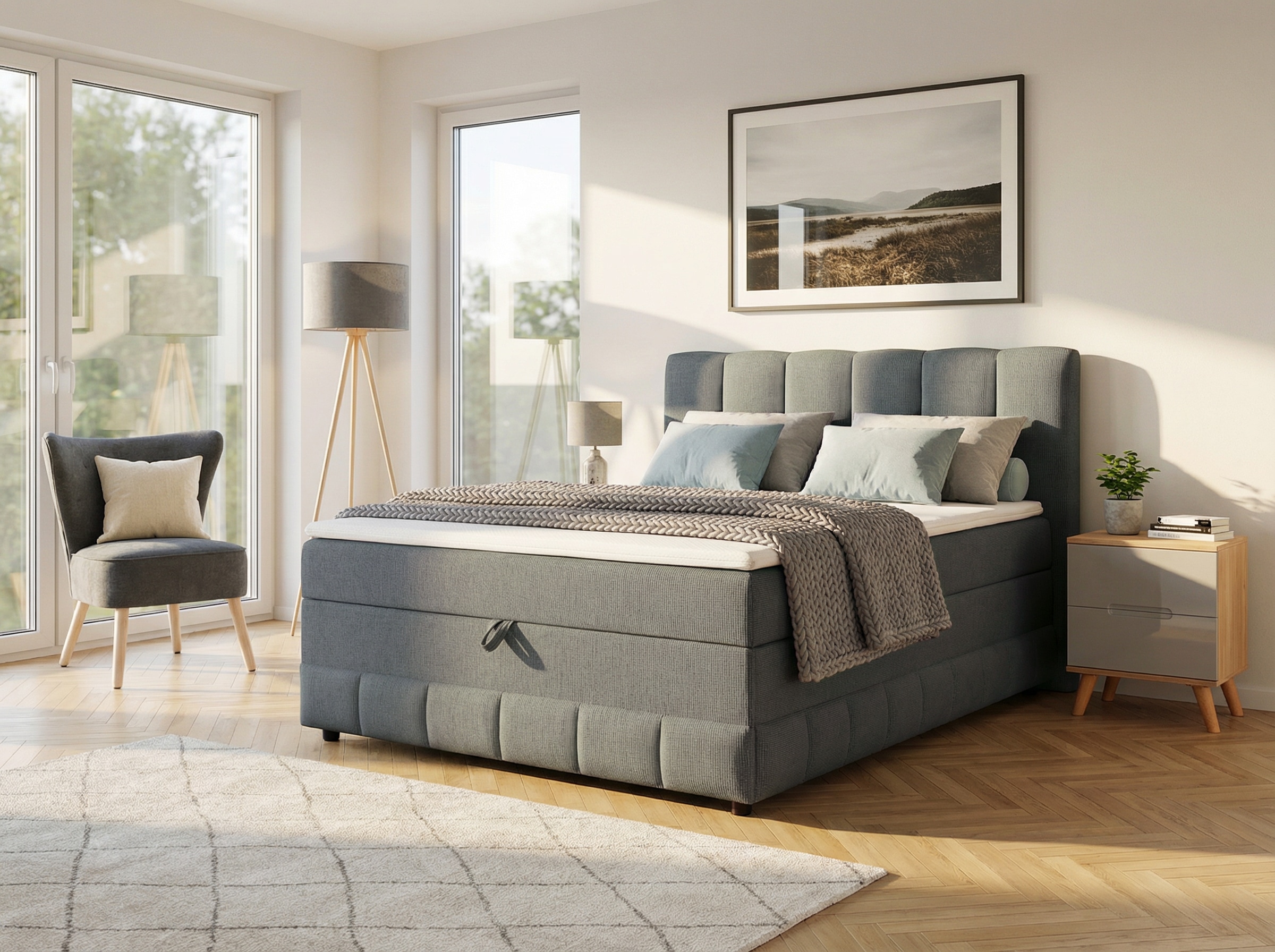 OTTO home Boxbett »Likely inkl. Bettkasten, Liegefläche 180x200 cm, in Boxspring-Optik« inkl. Topper & Aufbauvideo, erhältlich in verschiedenen Farben