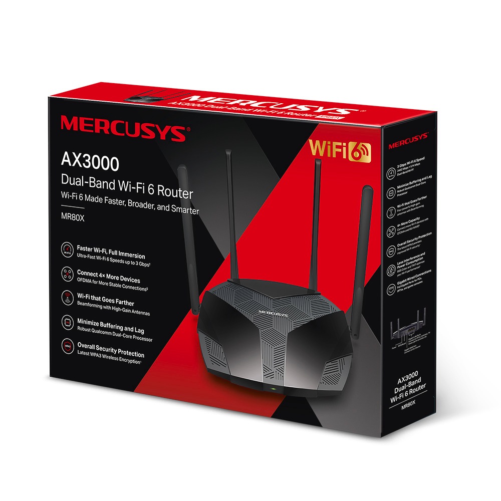 TP-Link WLAN-Router »Mercusys MR3000X AX3000 Dual-Band Wi-Fi 6«, MU-MIMO, OFDMA, WPA 3, 3.000 Mbit/s
