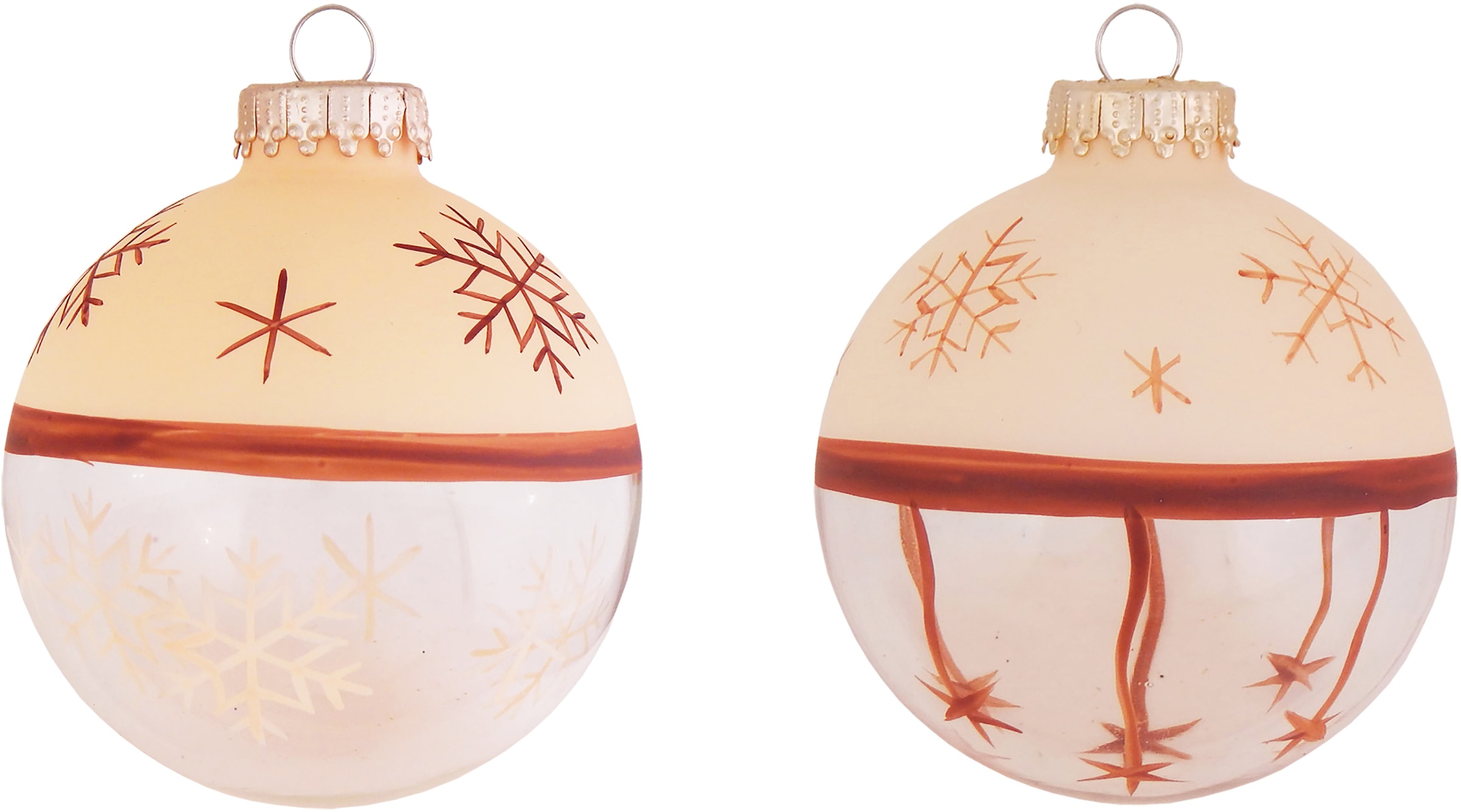 Krebs Glas Lauscha Weihnachtsbaumkugel »CBK500000A, Weihnachtsdeko, Christbaumschmuck, Christbaumkugeln Glas«, (Set, 8 St.), aus Glas, mit Schneeflocken-Motiv