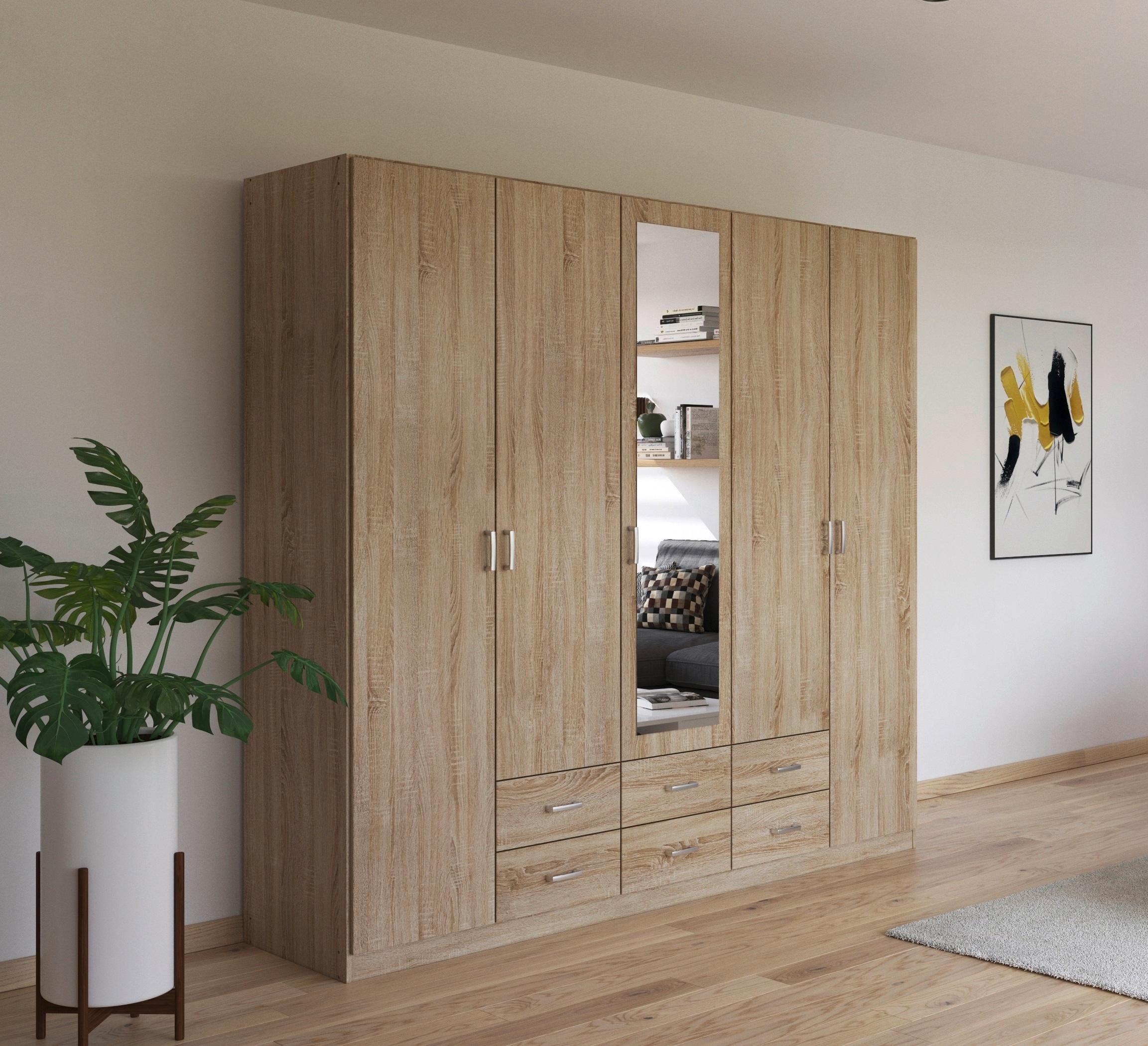 rauch Kleiderschrank »Schrank Garderobe Wäscheschrank GAMMA in 3 Breiten«, viel Stauraum mit 6 Schubladen, mit Spiegel TOPSELLER MADE IN GERMANY