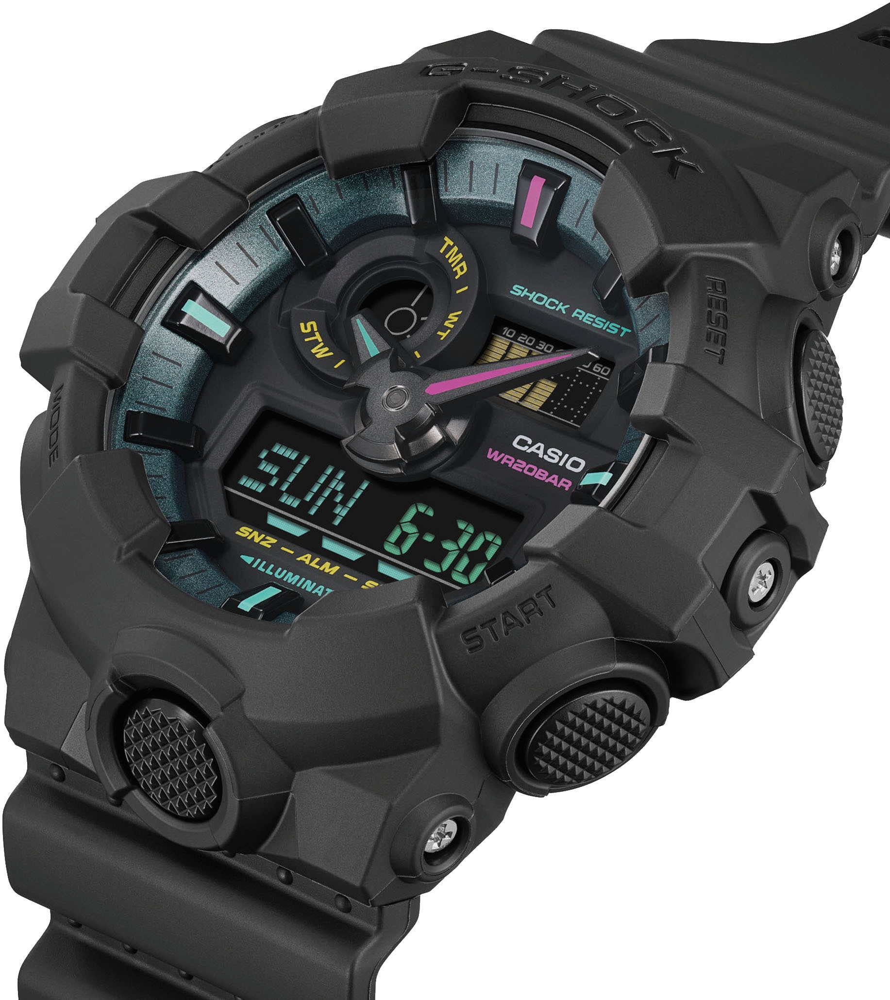 CASIO G-SHOCK Chronograph Quarzuhr,Armbanduhr, Herrenuhr,digital,bis 20bar wasserd. Resinarmband
