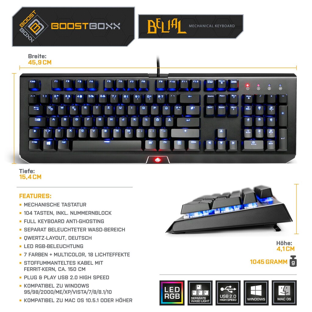 BoostBoxx Gaming-Tastatur »BELIAL«, (Ziffernblock)