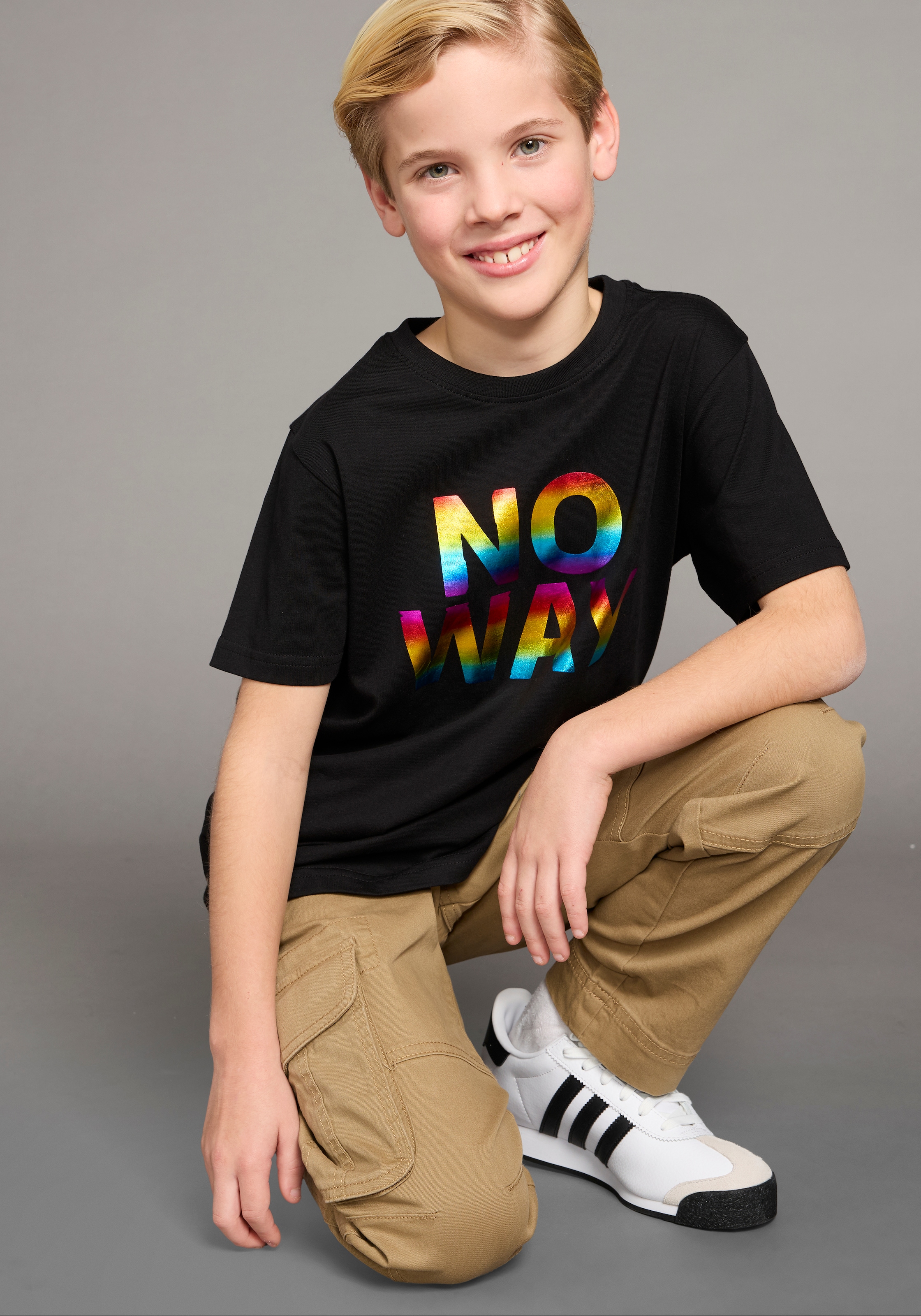 KIDSWORLD T-Shirt »Sprücheshirt: NO WAY« mit coolem Foliendruck
