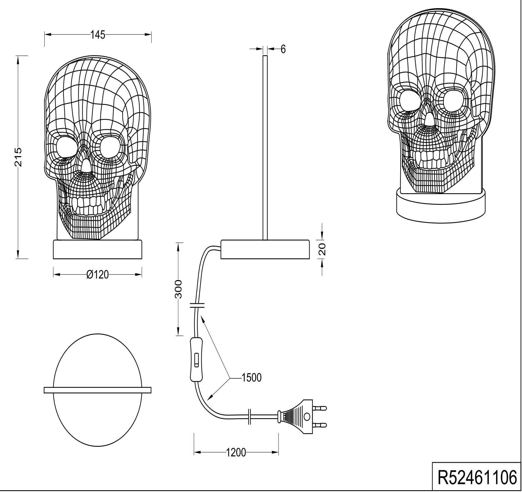 TRIO Leuchten Jahren einstellbar XXL »Skull«, 1 flammig-flammig, | 3 Garantie Tischlampe, Acrylplatte, Totenkopf online LED Design, Tischleuchte mit Lichtfarbe kaufen