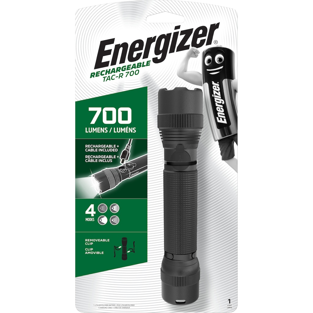 Energizer Taschenlampe »Tactical Rechargeable 700 Lumen«, (1 St.), wiederaufladbar über USB