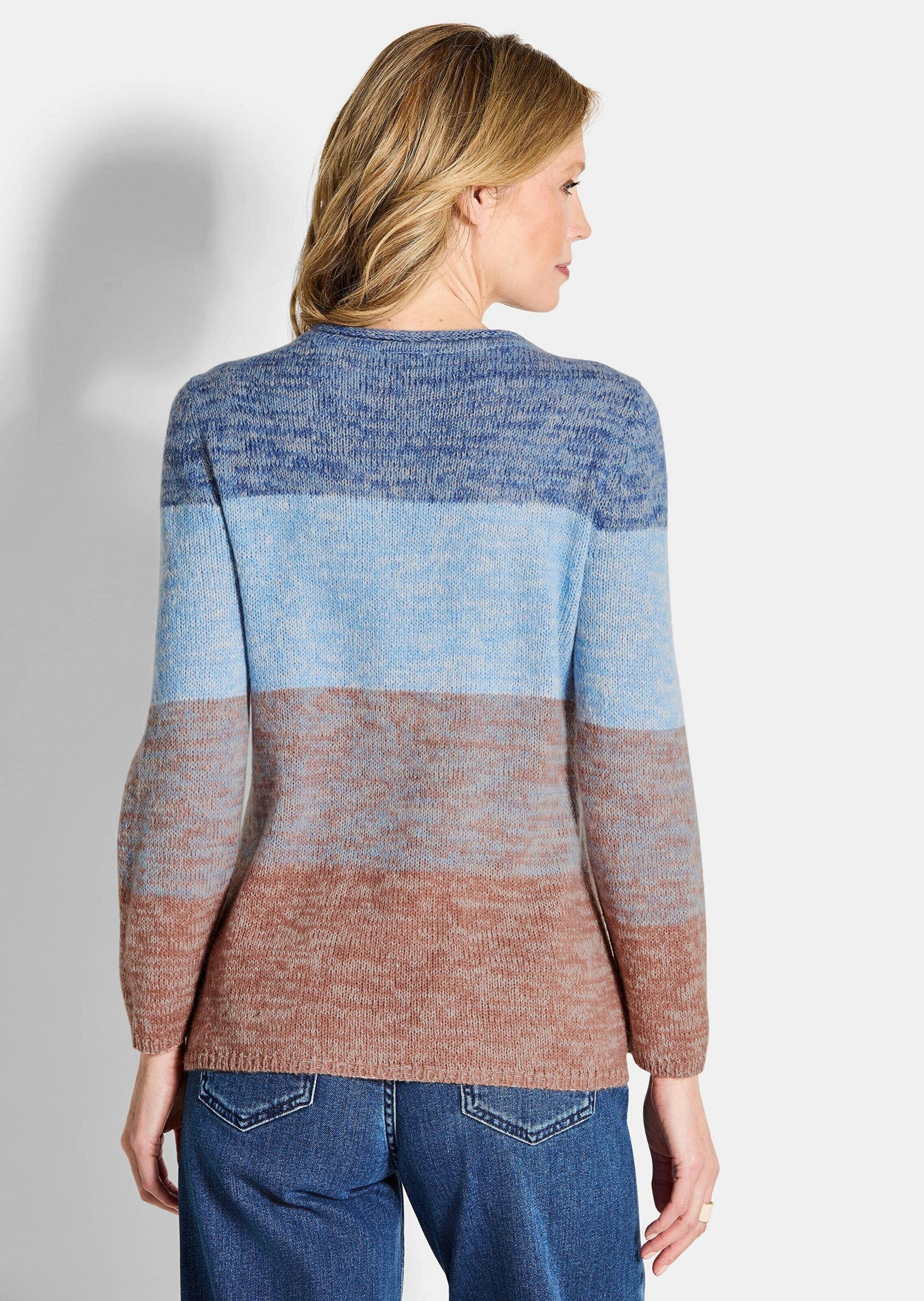 GOLDNER Rundhalspullover »Langarm Blockstreifenpullover, Melange« Blockstreifenmuster