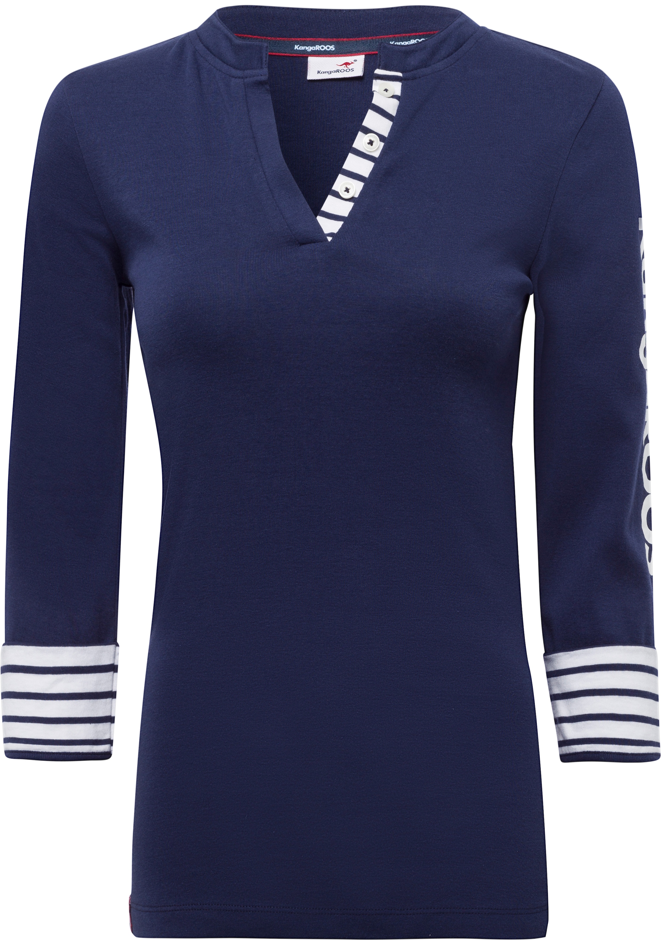 KangaROOS 3/4-Arm-Shirt 3/4-Arm,  figurbetonte Passform,  mit Logodruck