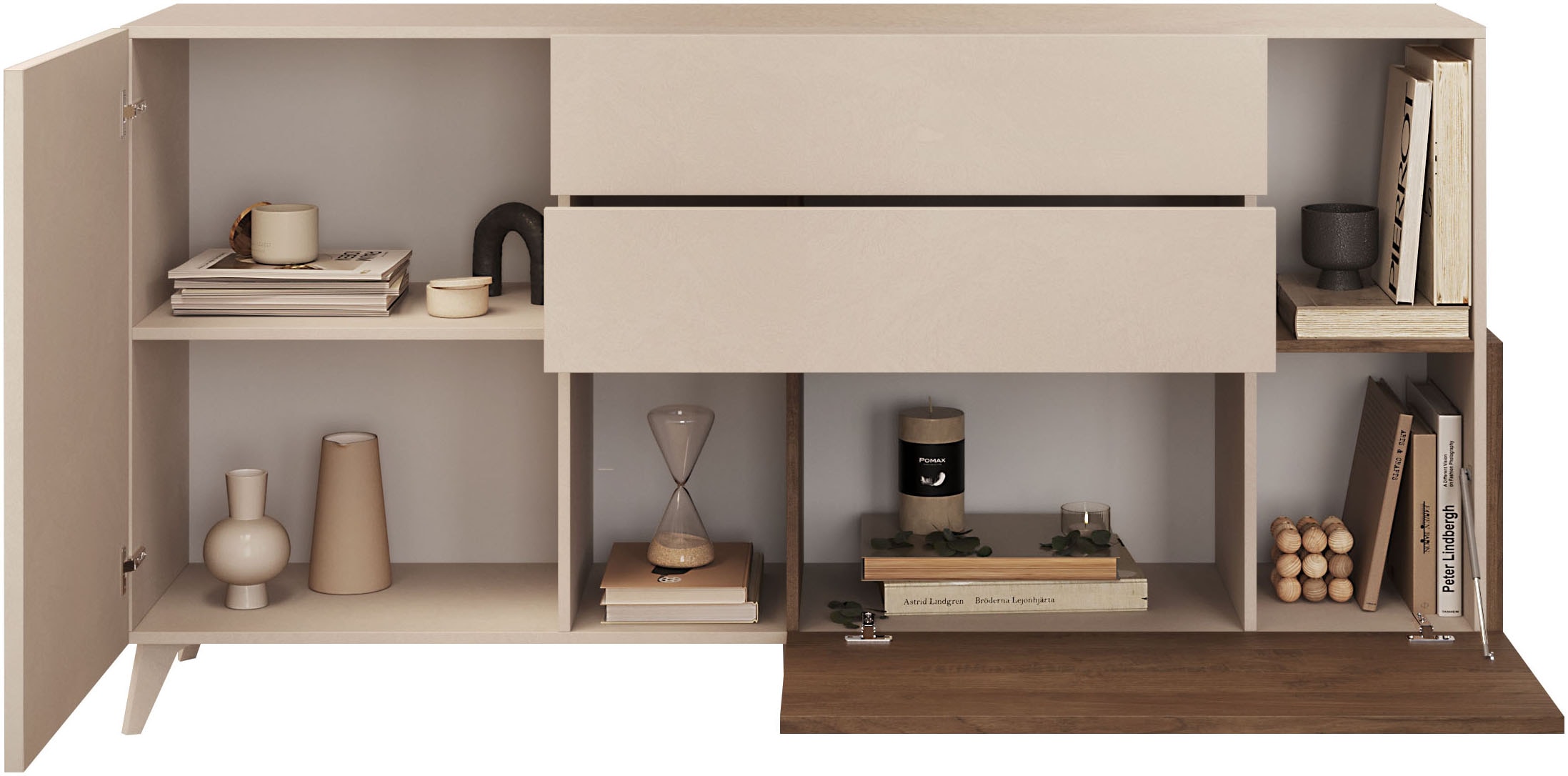 INOSIGN Sideboard »Monaco Breite 181 cm, Anrichte mit 1 Tür, 1 Klappe u. 2 Schubkästen«, Kommode, Soft/Self Closing