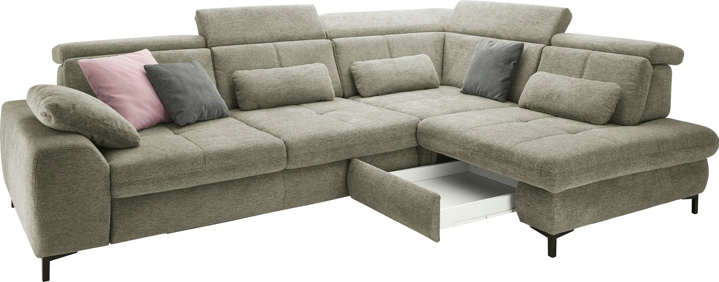 set one by Musterring Ecksofa »SO 3400, Komfortsitzhöhe 47cm oder 49cm, inkl. Sitztiefenverstellung«, verschiedene Funktionen, Kaltschaumpolsterung, Stellmaße 220 x 317 cm