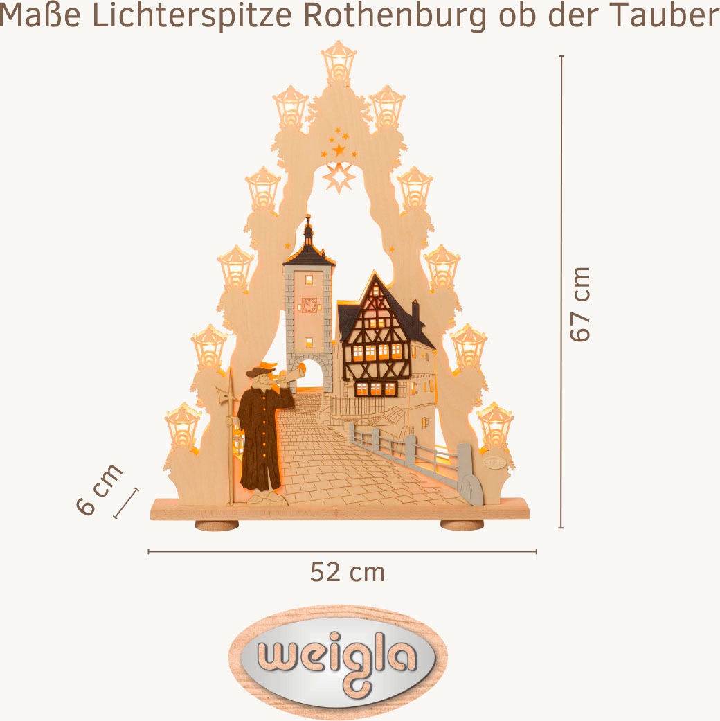 Weigla LED Lichterbogen »Rothenburg ob der Tauber, Holz Lichterspitze, Fachwerk,Made in Germany« 1 Stk. Erzgebirge garantiert, Weihnachtsdeko Innen, Weihnachtsbeleuchtung