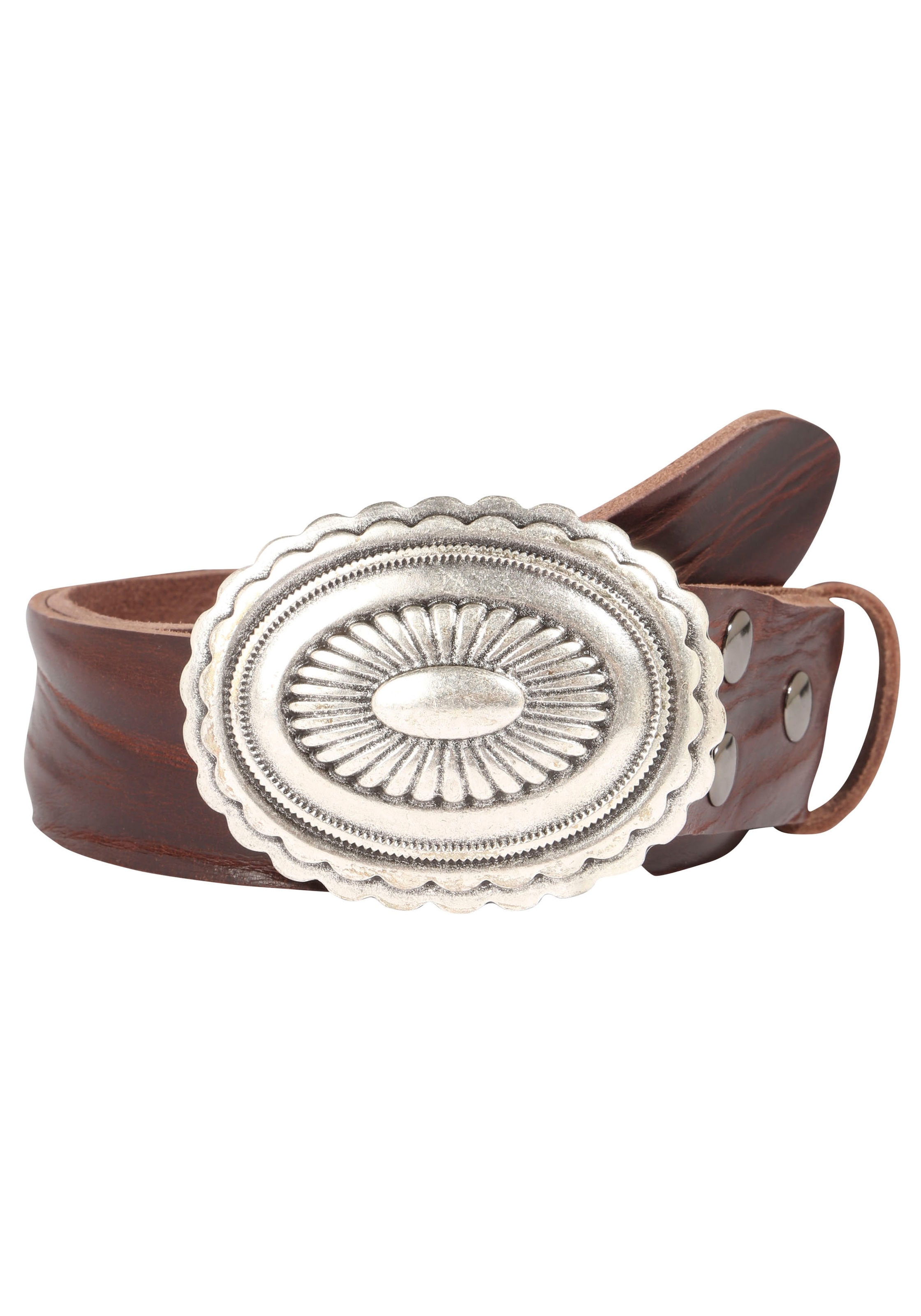 Rettungsring Gürtel Ledergürtel mit austauschbarer Schließe »Mandala Silber«