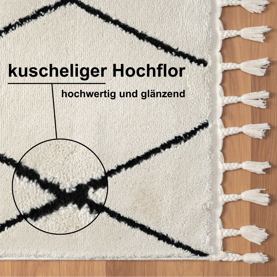 Myflair Möbel & Accessoires Hochflor-Läufer »Moroccan Diamond«, rechteckig, 24 mm Höhe, modern, marokkanisches Design, Rauten Muster, weich durch Hochflor