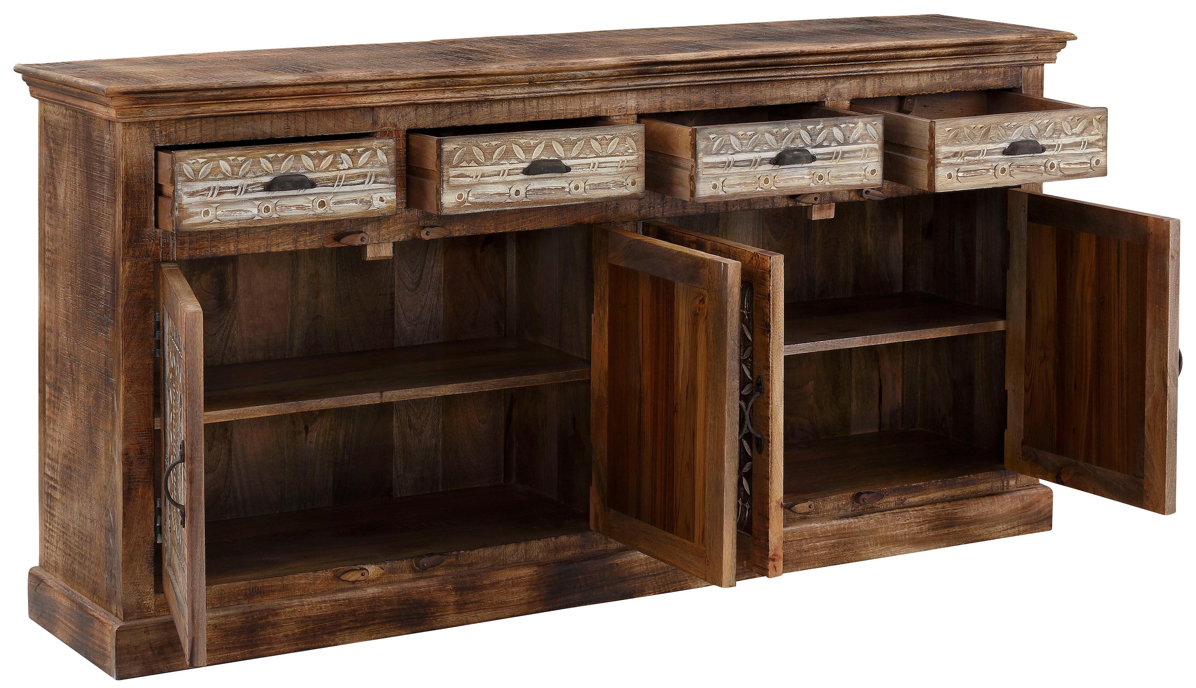 Home affaire Sideboard »Maneesh«, aus massivem Mangoholz, viele Stauraummöglichkeiten, Breite 179 cm