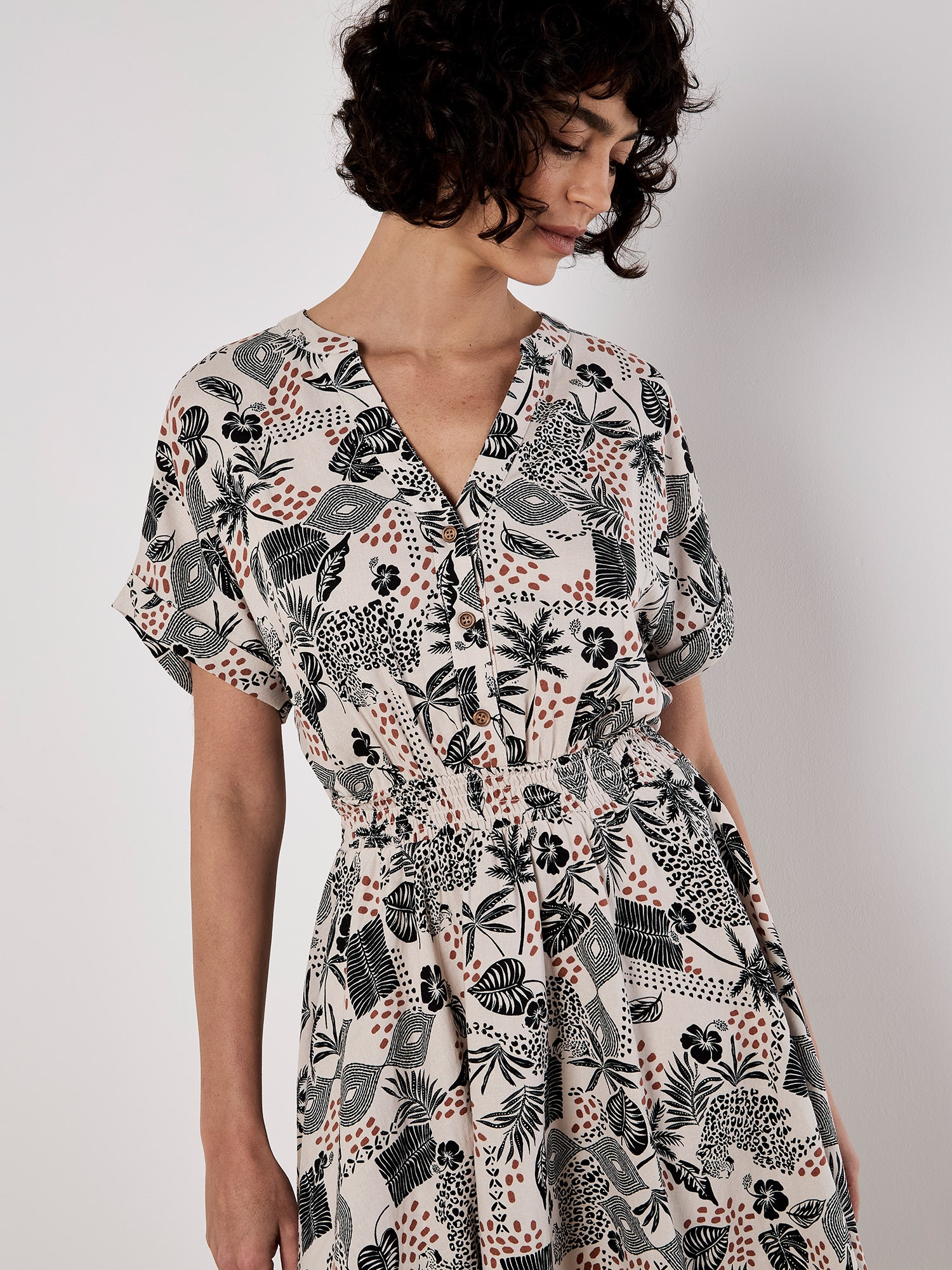 Apricot Druckkleid »Minikleid« mit Smokdetails