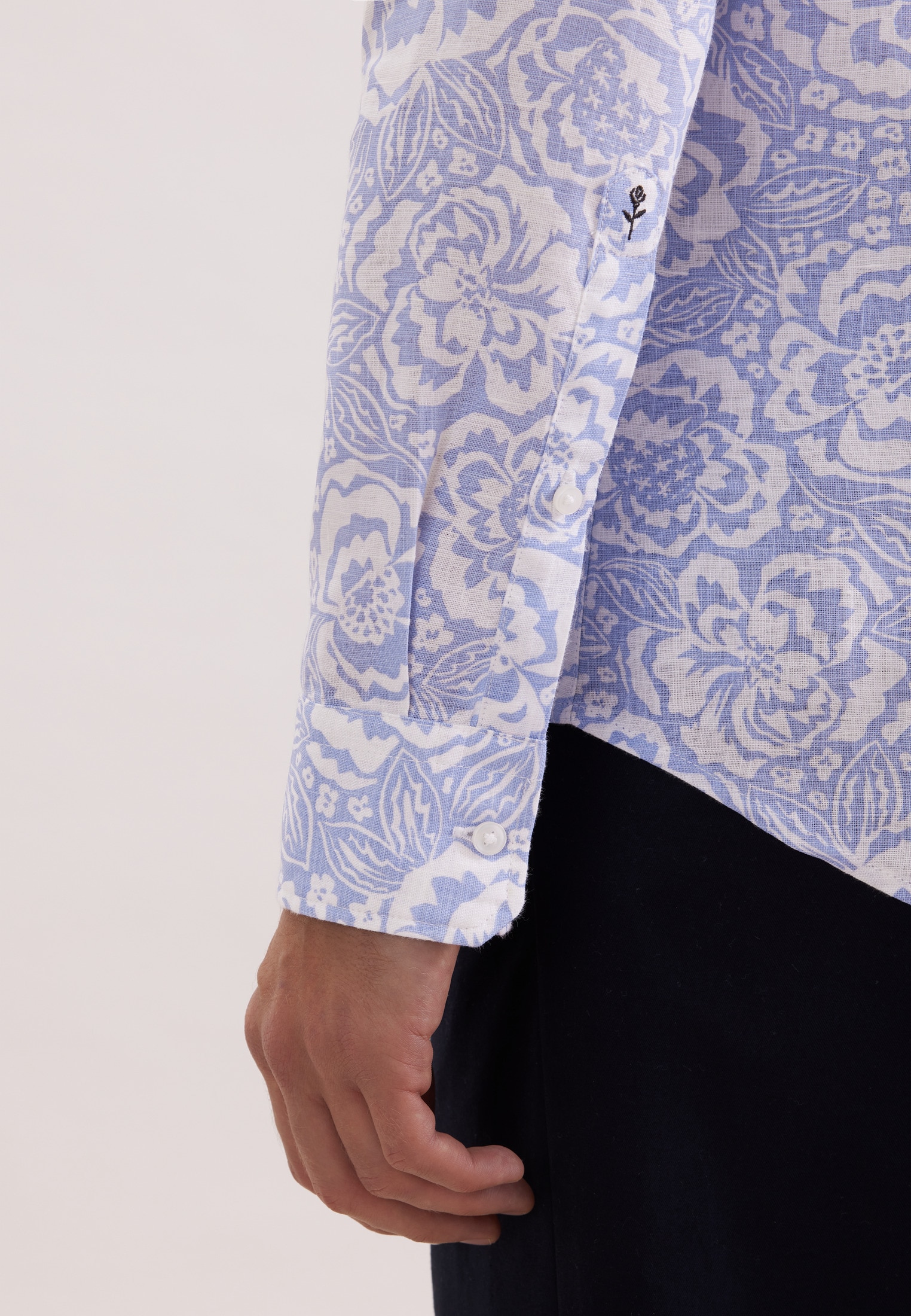 seidensticker Leinenhemd »Schwarze Rose« Shaped 1/1 Kentkragen Druck