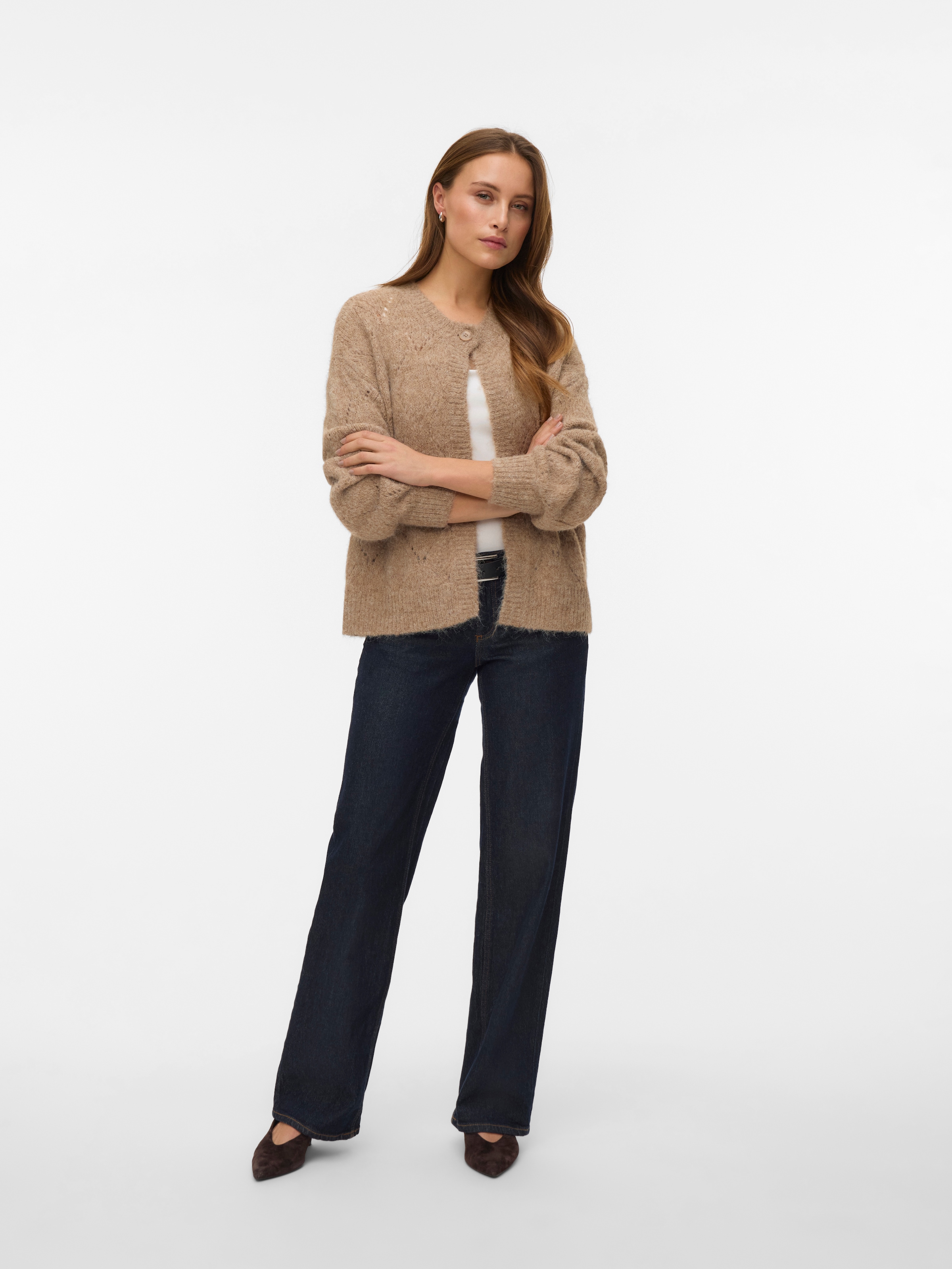 Vero Moda Strickjacke »VMSHELL LS O-NECK ONEBUTTON CARDIGAN BOO«