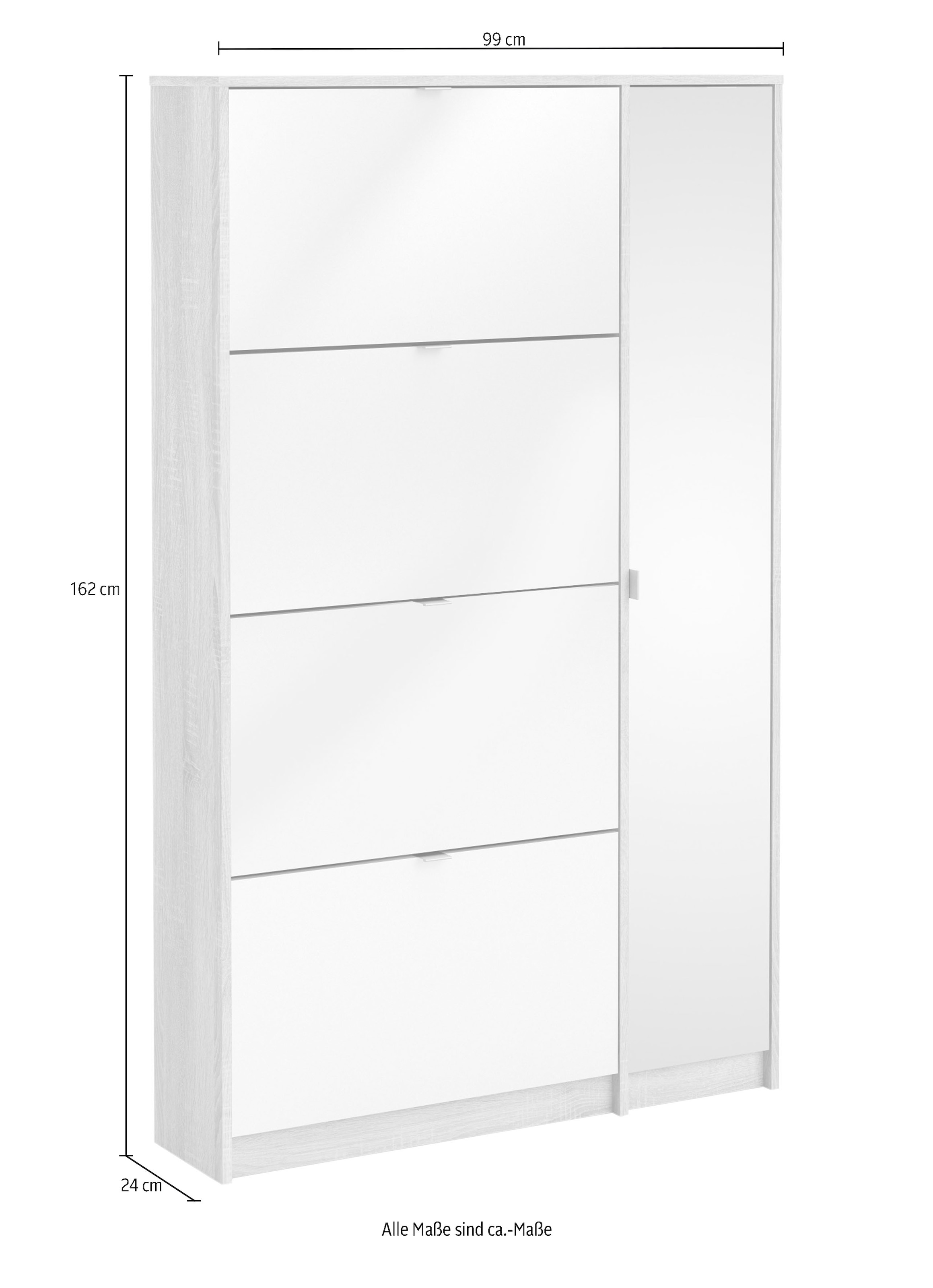 INOSIGN Schuhschrank »Shoes Schuhaufbewahrung, Schuhkommode, Schuhregal,« mit 3 Klappen, 2 Böden und 1 Tür, Breite 98,8 cm Höhe 162 cm