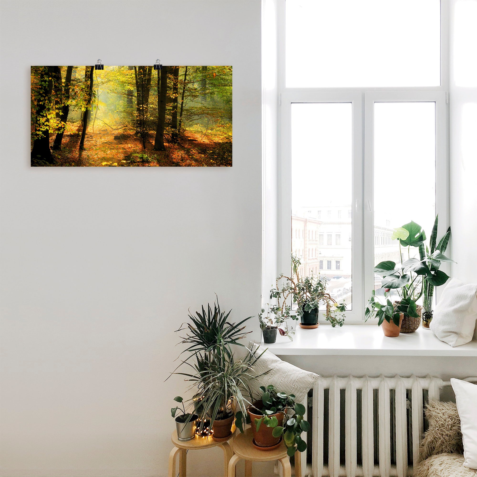 Artland Wandbild »Herbstlicht im Wald«, Wald, (1 St.), als Leinwandbild, Poster, Wandaufkleber in verschied. Größen