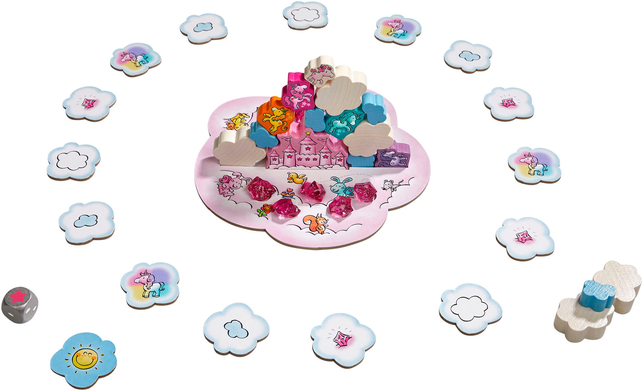 Haba Spiel »Einhorn Glitzerglück - Wolkenstapelei«