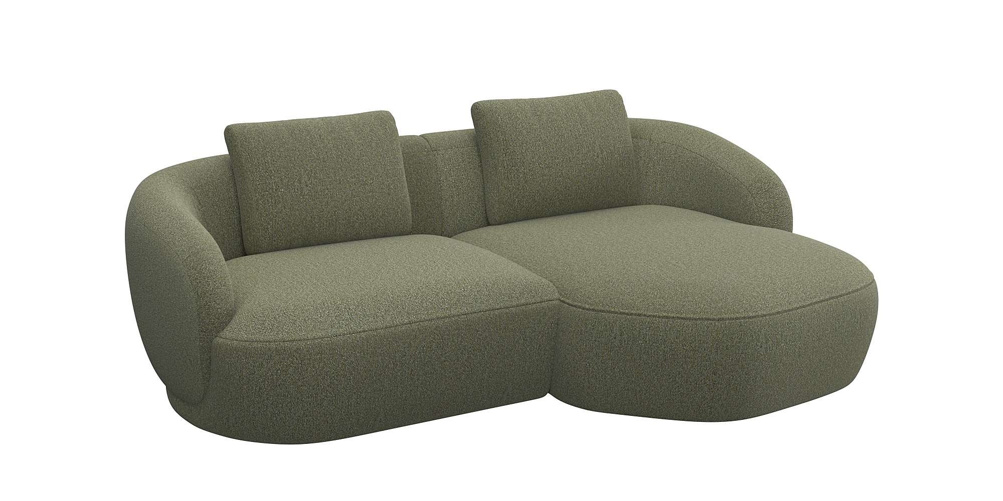 FLEXLUX Wohnlandschaft »Torino, rund, L-Form, Sofa-Ecke mit Recamiere, Longchair-Sofa« Modernes, organisches Sofa-Design, Kaltschaum, Wellenunterfederung