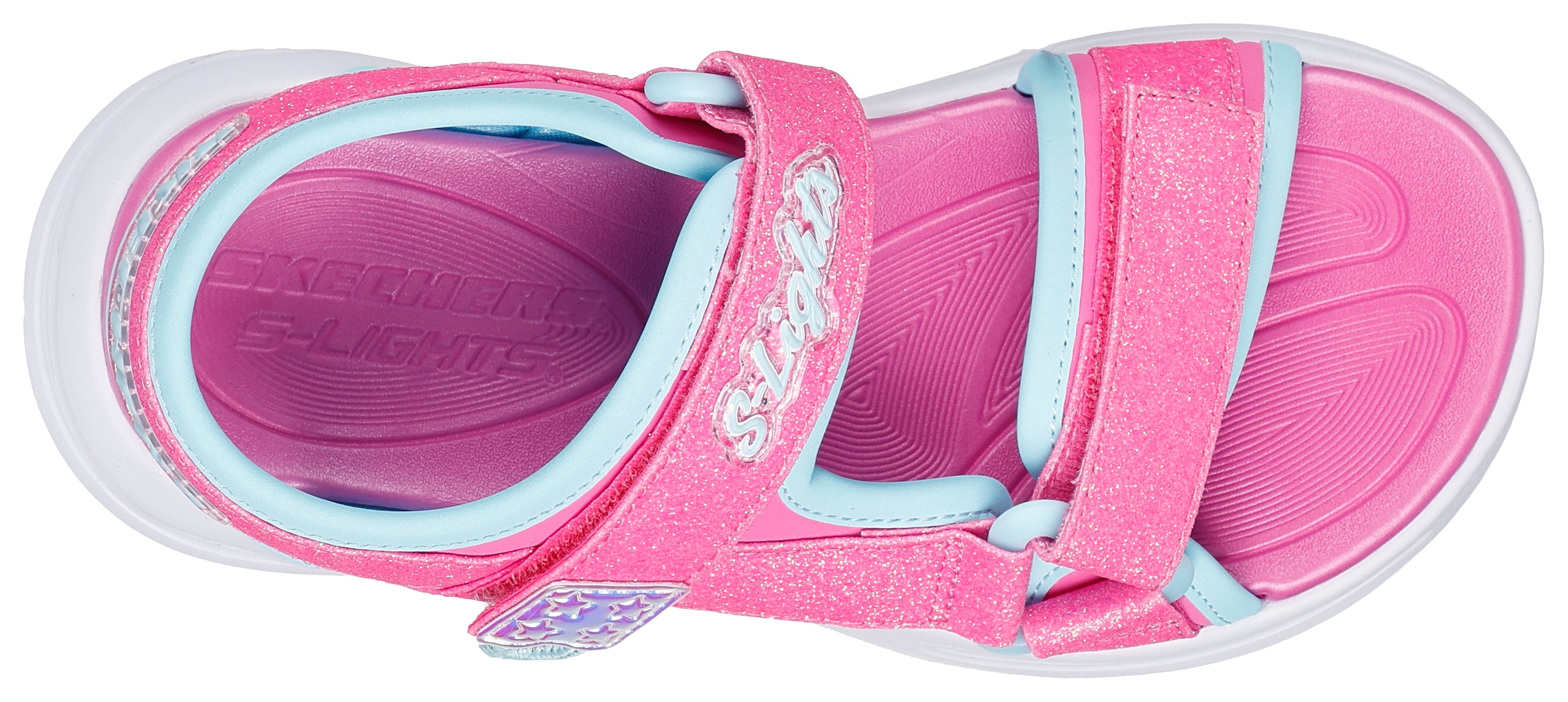 Skechers Sandale »SOLA GLOW SANDAL«, Klettschuh, mit Glitzer, Blinkfunktion, Größenschablone zum Download