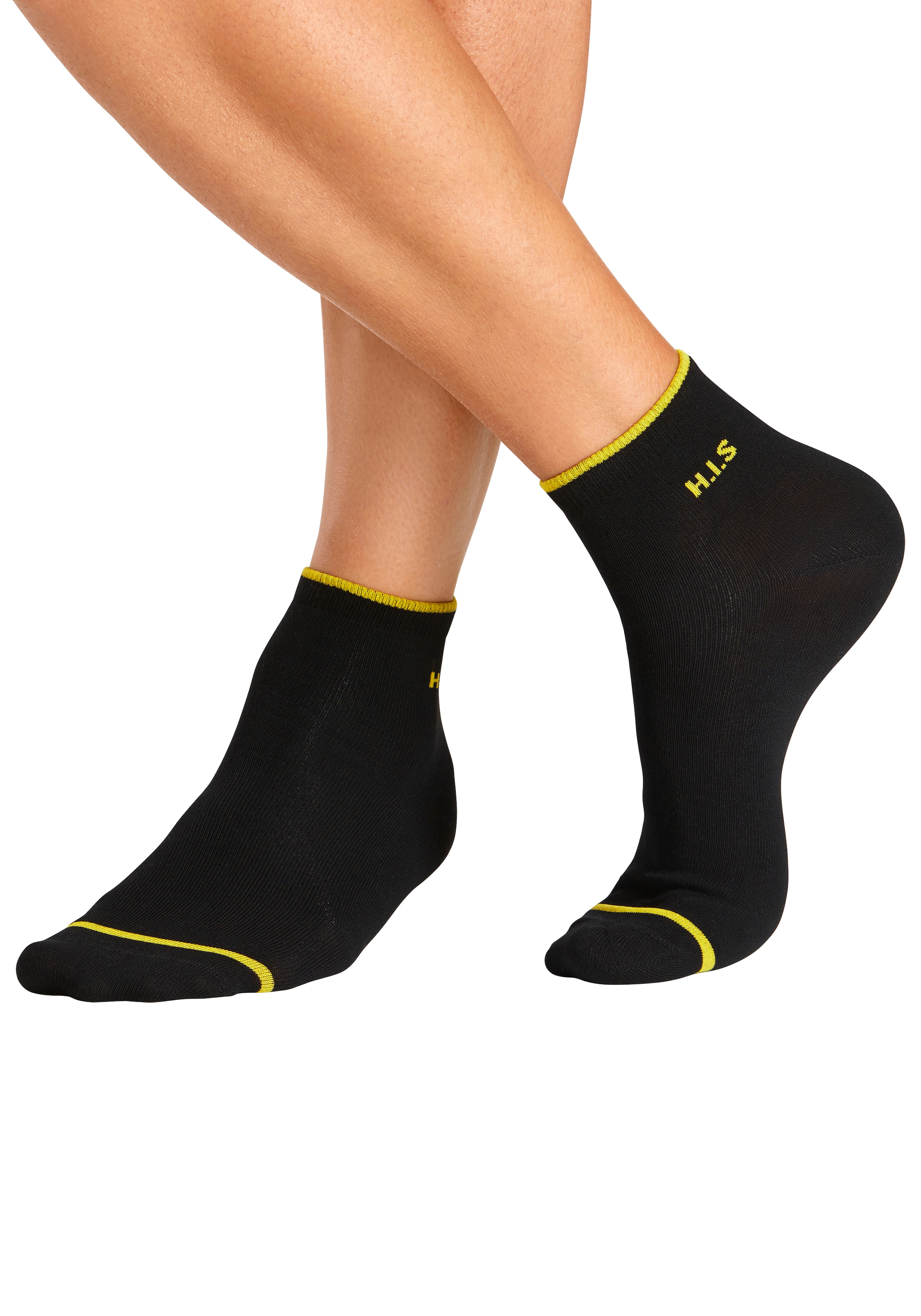 H.I.S Kurzsocken, (Packung, 7 Paar), mit farbigen Bündchen