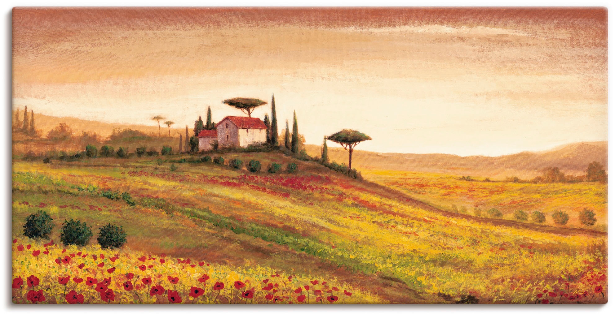 Artland Wandbild »Toskanalandschaft mit Mohnblumen«, Europa, (1 St.), als  Alubild, Leinwandbild, Wandaufkleber oder Poster in versch. Größen auf  Rechnung bestellen | Poster