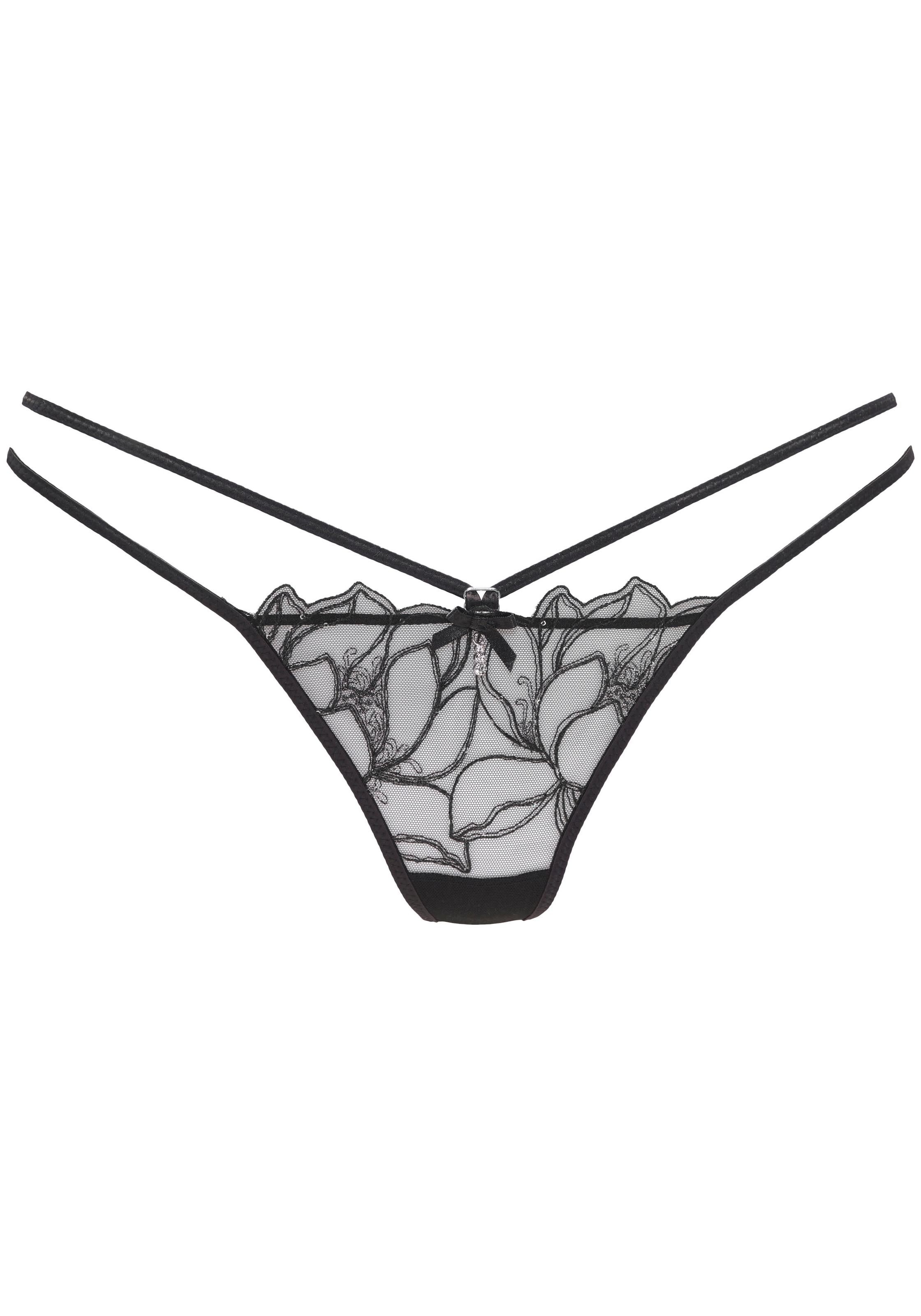 LASCANA String »Amira-Kollektion« mit schimmernder Spitze und aufregender Bänder-Optik