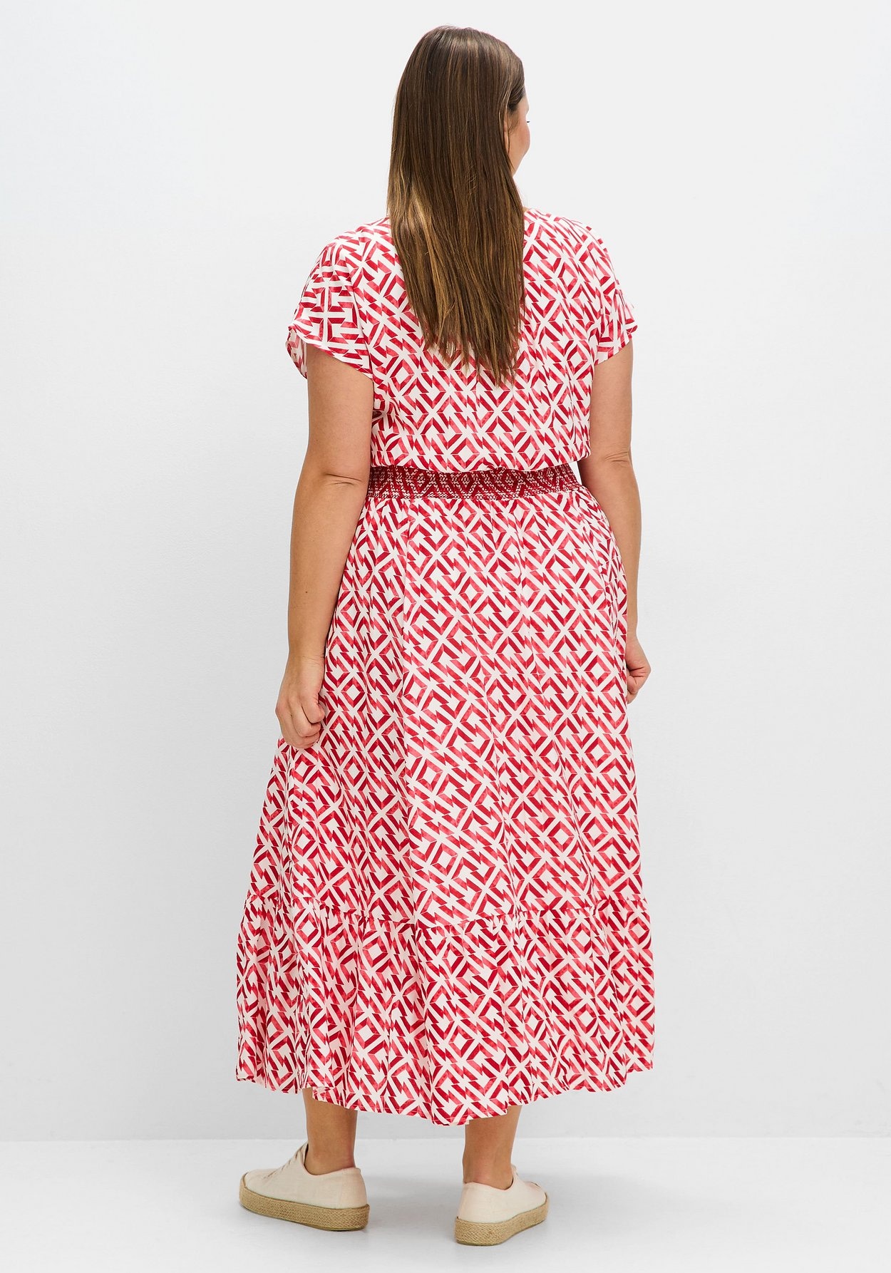 Sheego Sommerkleid »Maxikleid mit Smokbund und Grafikprint«
