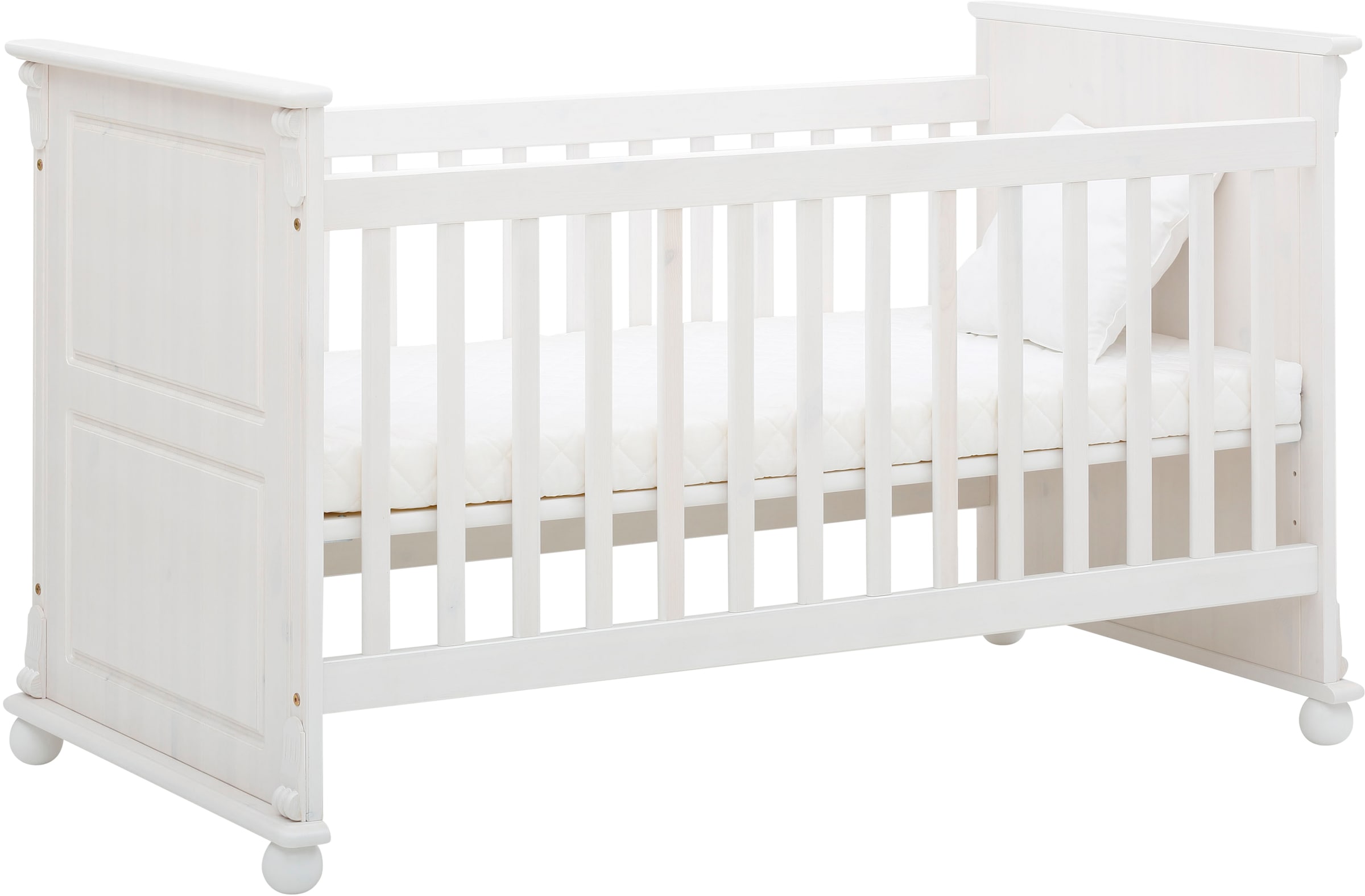Lüttenhütt Babyzimmer-Komplettset »"Aimo", Landhausstil, stabile Qualität, edles Design, Messinggriffe«, (Set, 3 tlg., Kinderbett, Schrank, Wickelkommode), aus Massivholz; FSC®-Holz aus gewissenhaft bewirtschafteten Wäldern