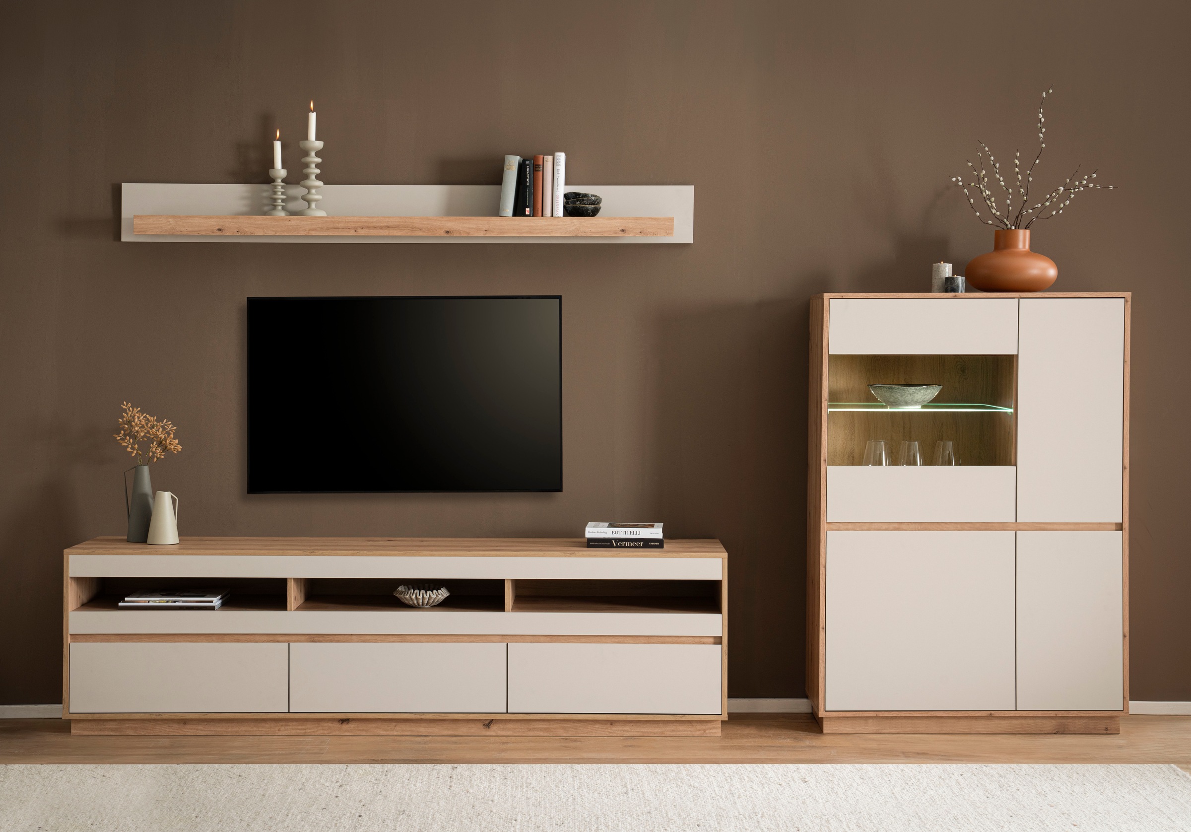 Home affaire Lowboard »Sonora, moderner TV-Unterschrank, Kommode in Eiche Artisan, TV-Schrank« filigrane Rahmenoptik, ausreichend Stauraum, vielseitig einsetzbar