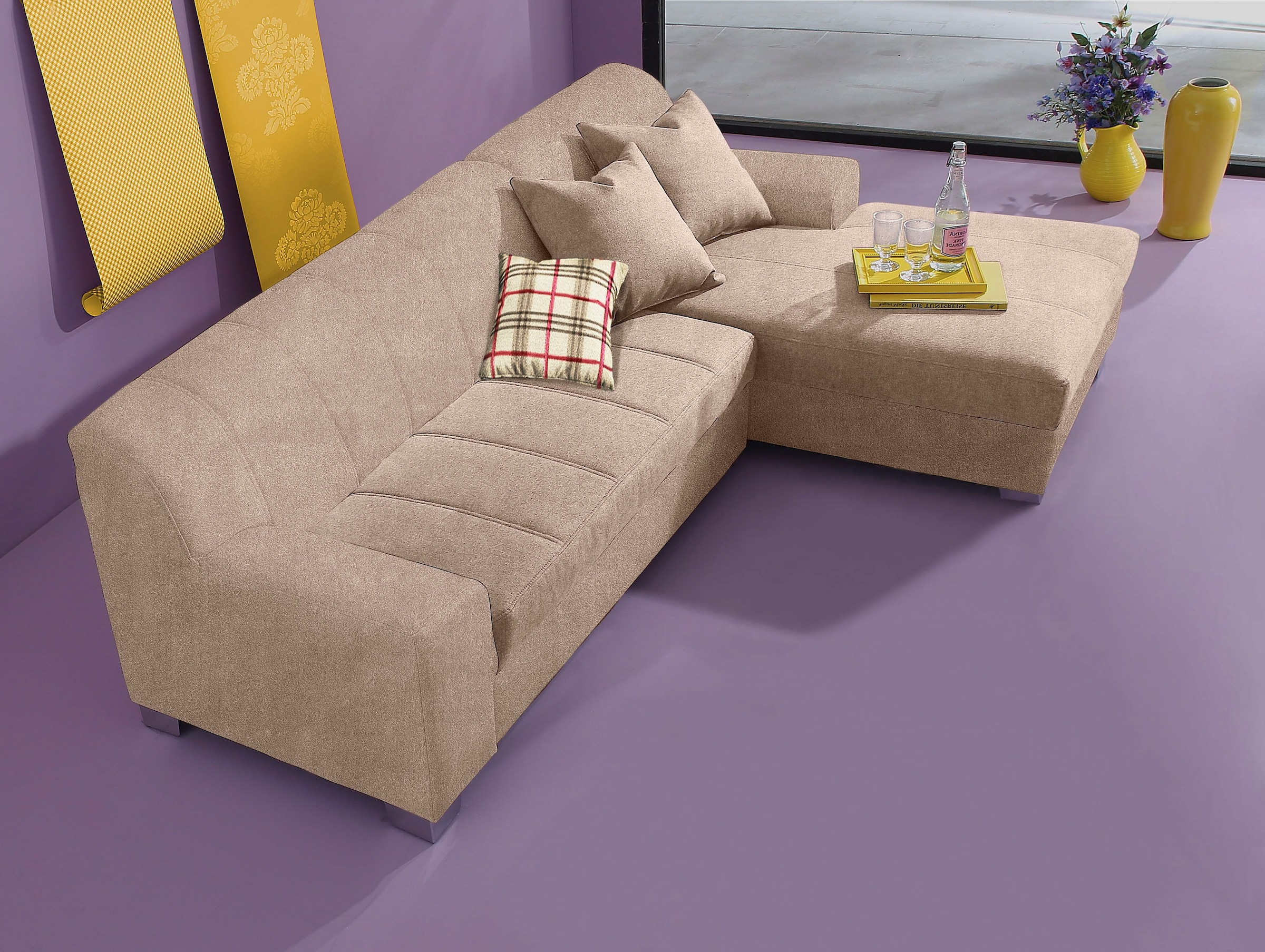 INOSIGN Ecksofa »Anzio, elegant und gemütlich, Breite 239cm, L-Form«, wahlweise mit Bettfunktion