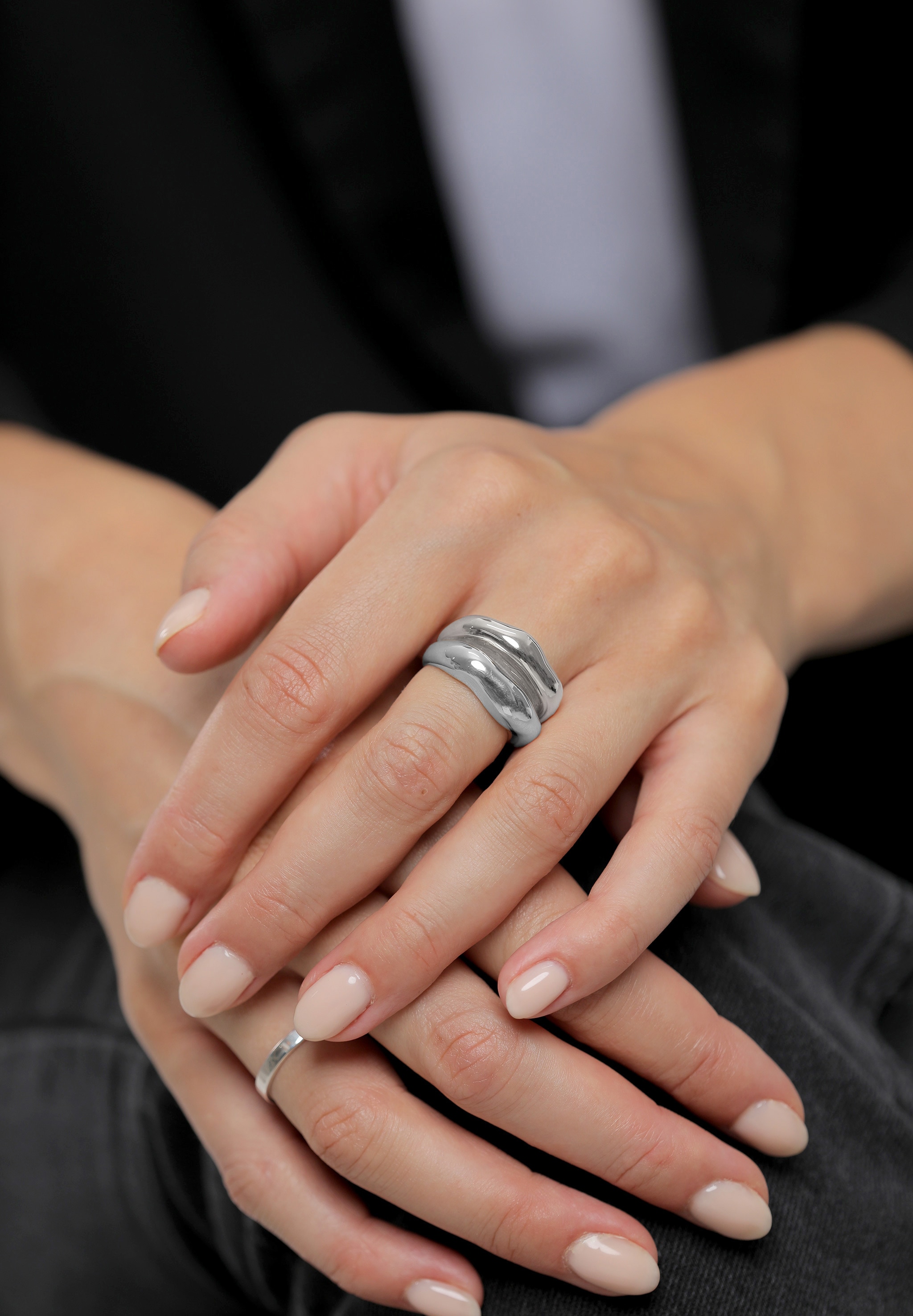 Elli Premium Silberring »Ring Bandring Bicolor Organic Look 925 Sterling Silber vergoldet«