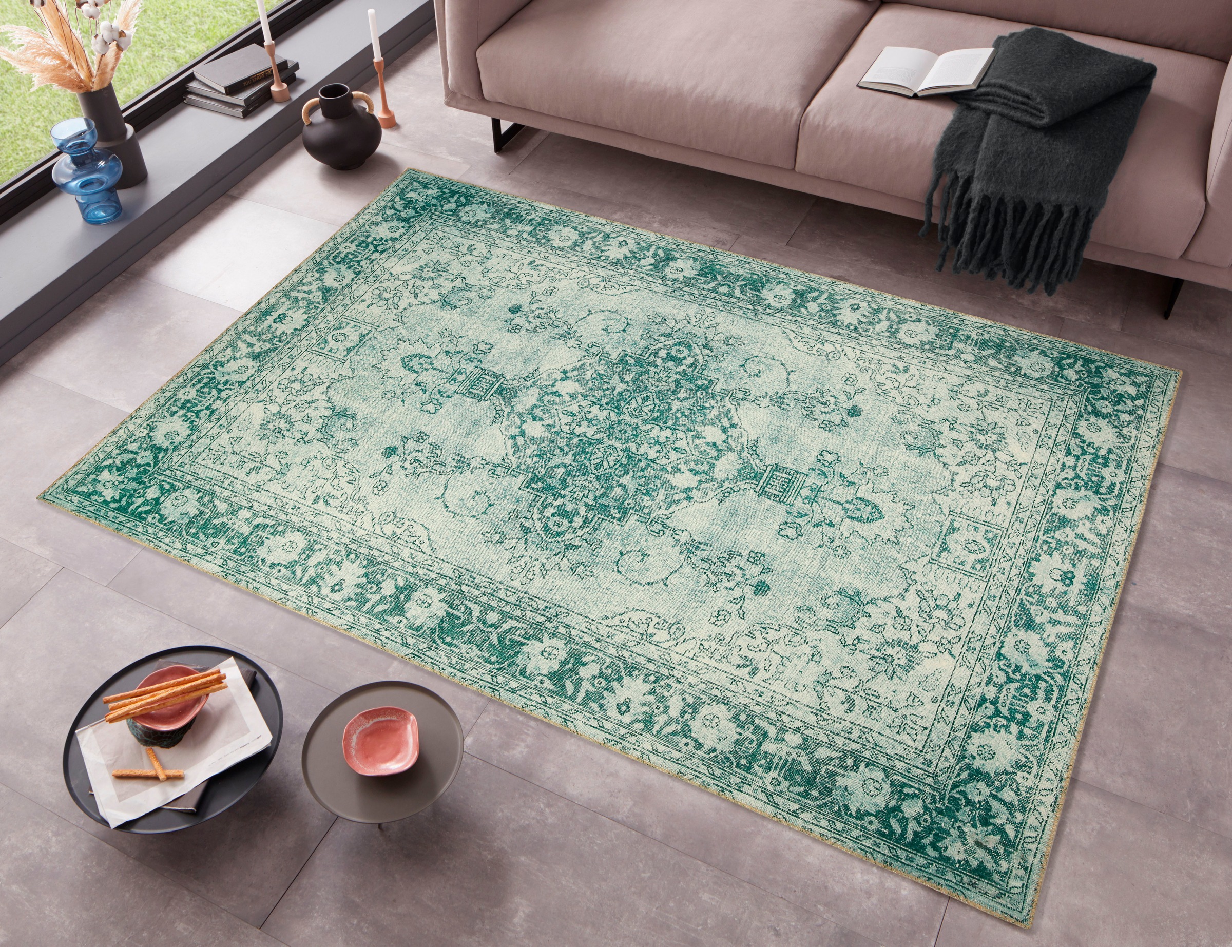 Home affaire Teppich »Divan«, rechteckig, 6 mm Höhe, Orient Optik, Vintage Design, rutschhemmende Rückenbeschichtung