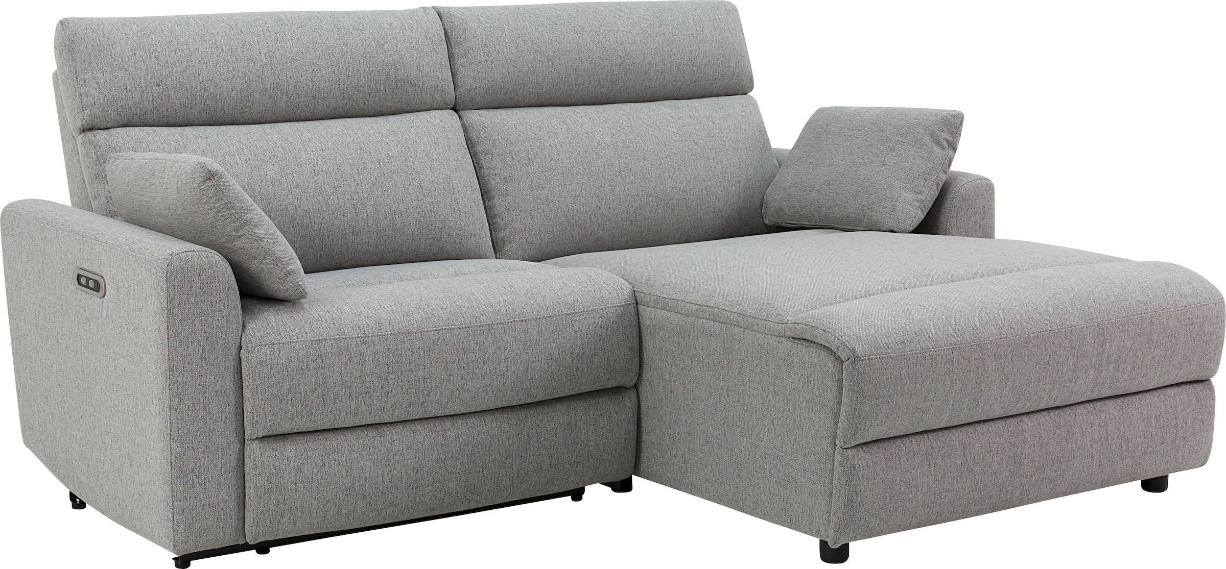 INOSIGN Ecksofa »JENNA, L-Form, 209cm, manuelle u. elektrische Funktion, mit USB A/C,«, Liegefunktion 105°-150°, Federkern, Struktur fein