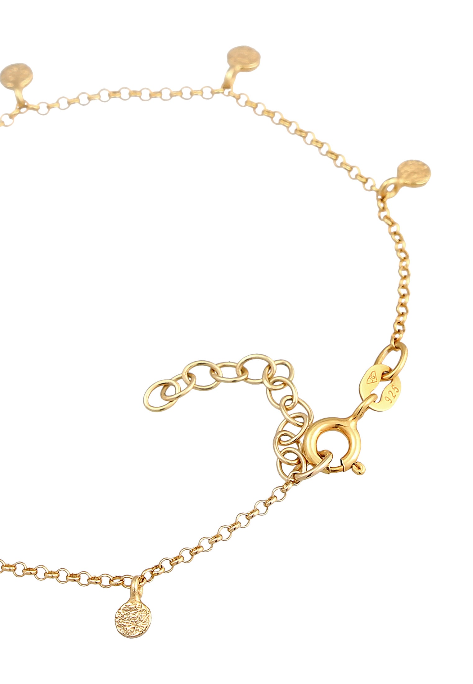 Elli Armkette »Armband Plättchen Coin Rund Matt Struktur 925 Silber«