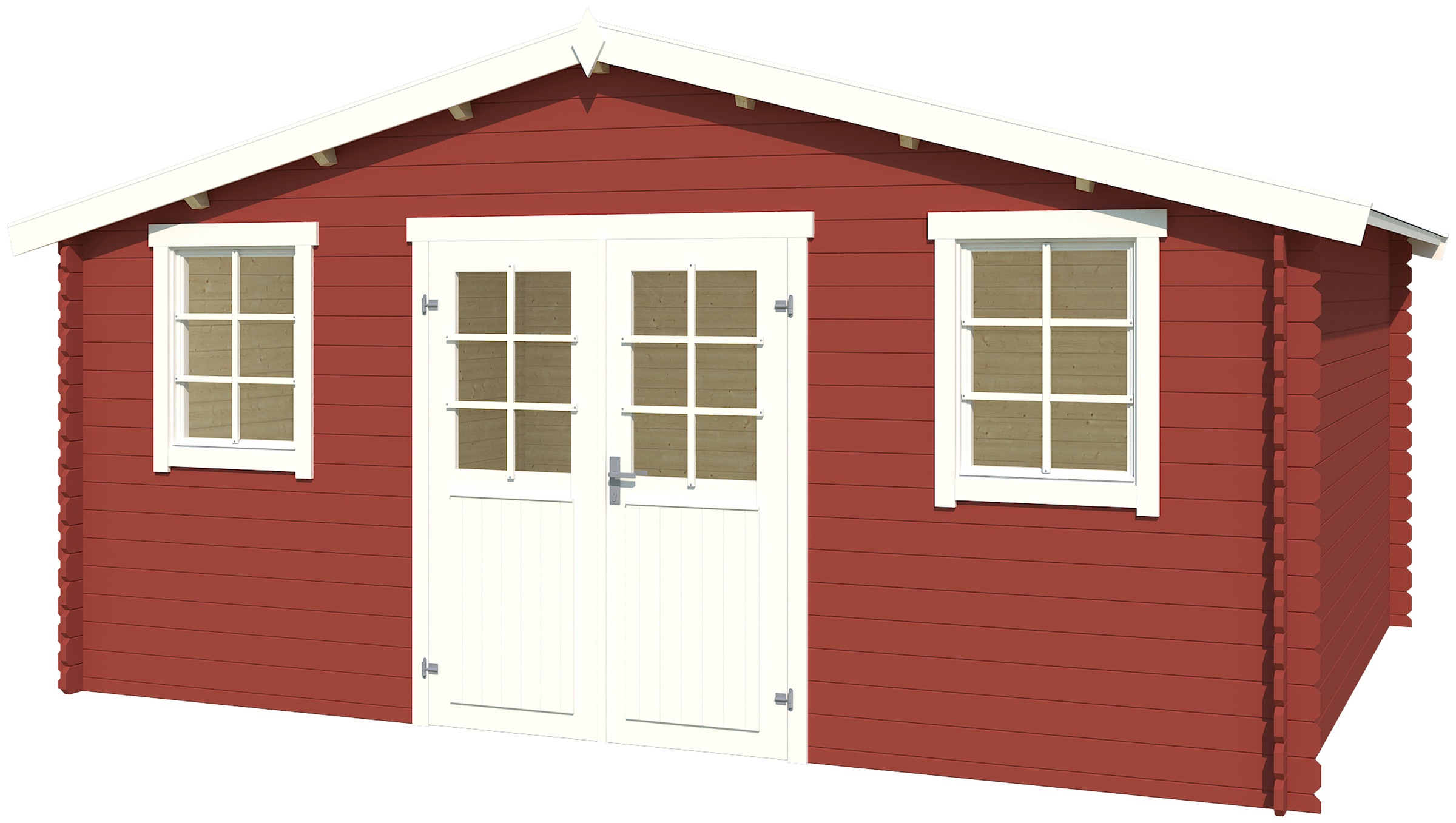 LASITA MAJA Gartenhaus »Udo 380«, Blochbohlenhaus 28mm, Fundamentmass 4800x3800, Schwedenrot