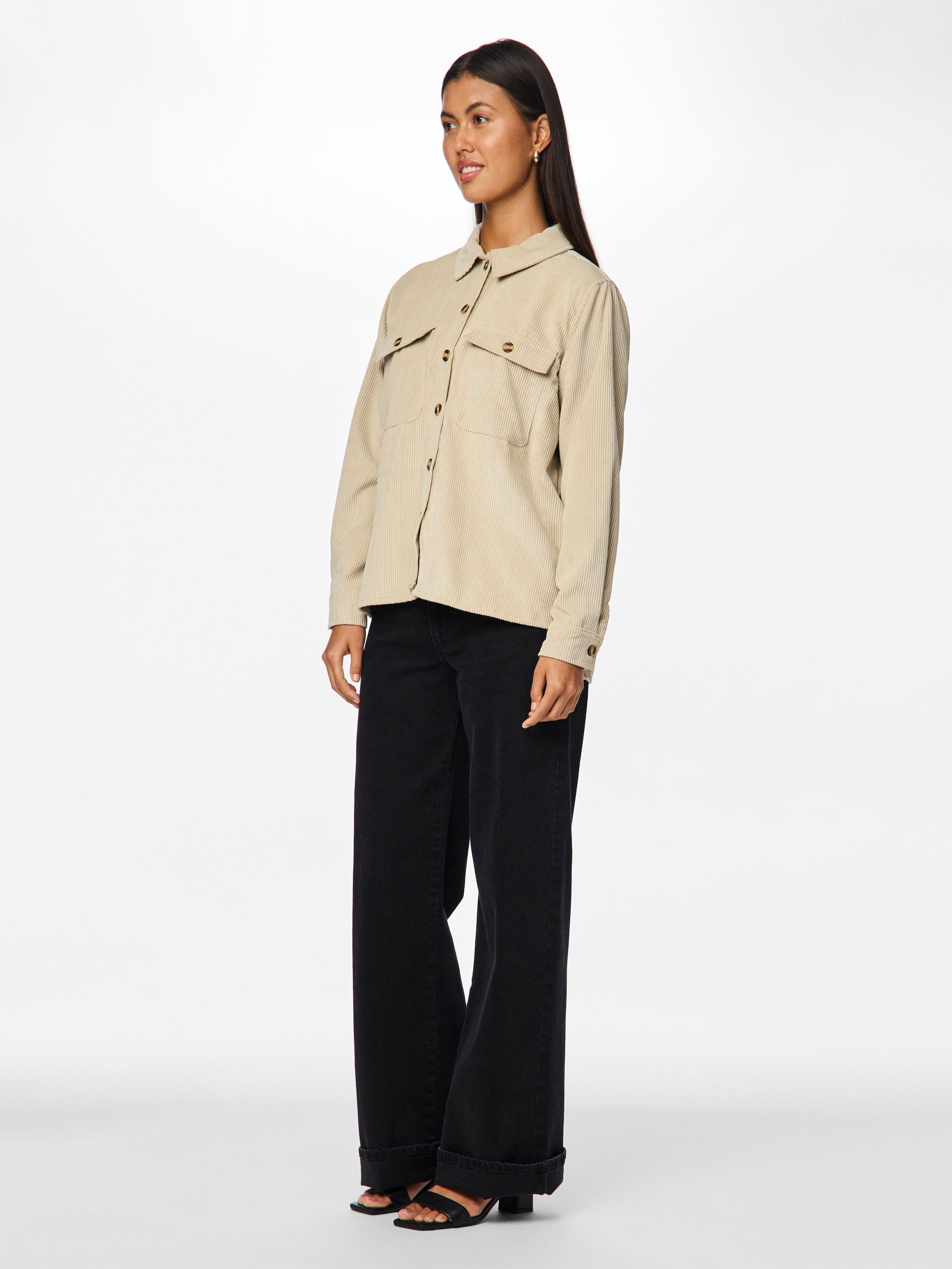 pieces Hemdbluse »PCEFFI LS SHIRT WVN NOOS« Materialmix, loose fit