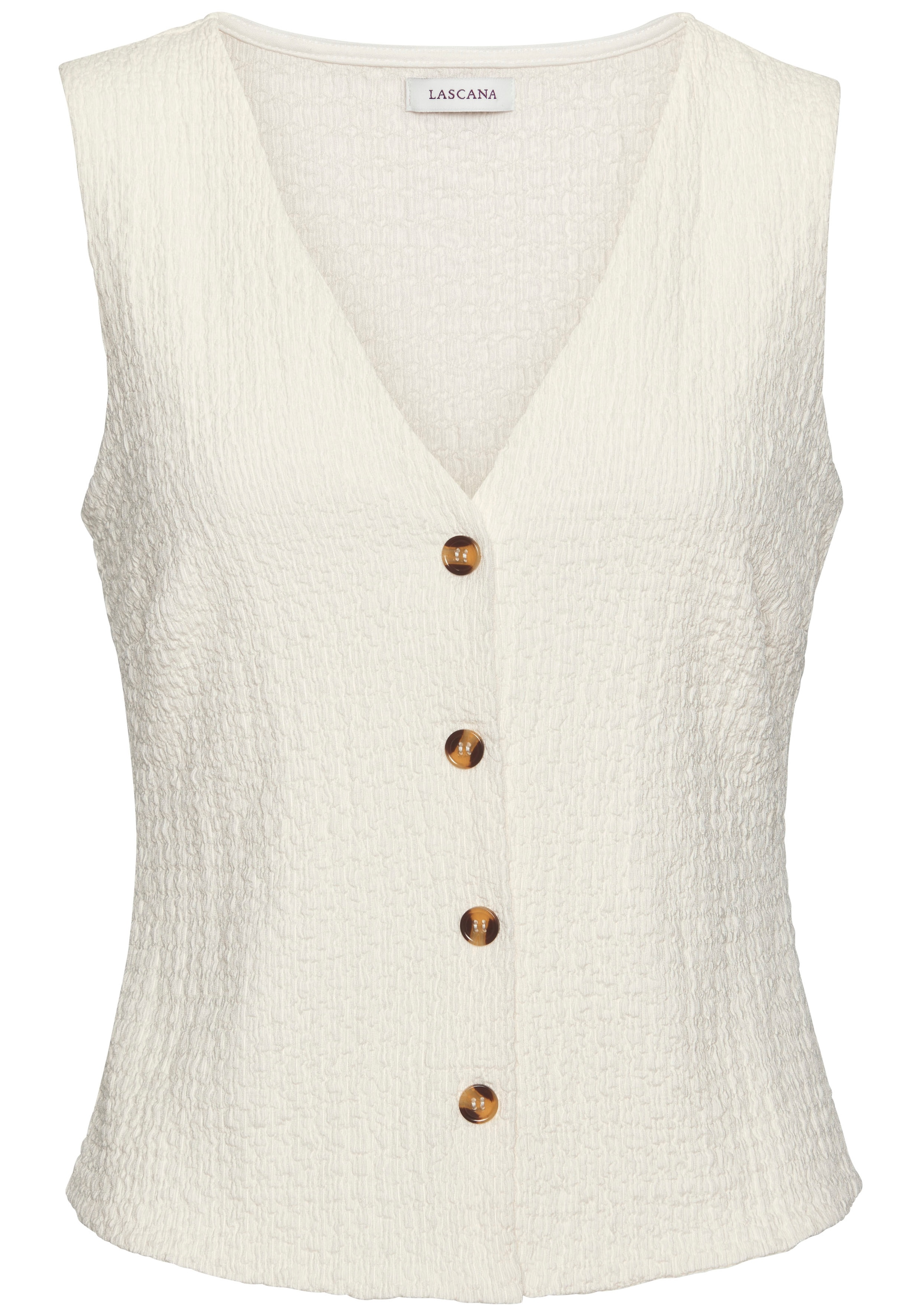 LASCANA Tanktop, mit V-Ausschnitt, Sommertop, Anzugweste aus modischer Strukturware