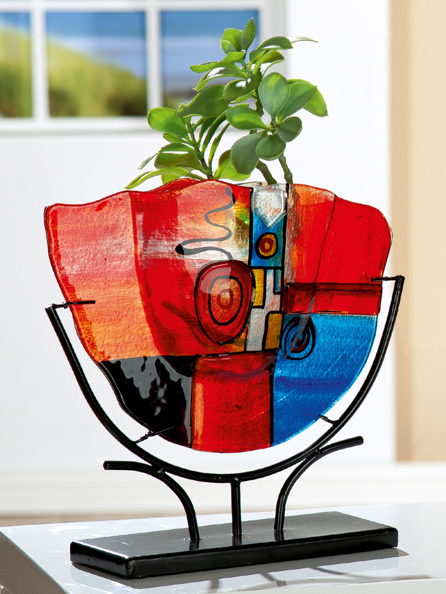 GILDE GLAS art Dekovase »New Life 1«, (1 St.), handbemalt mit Fusingglas-Elementen