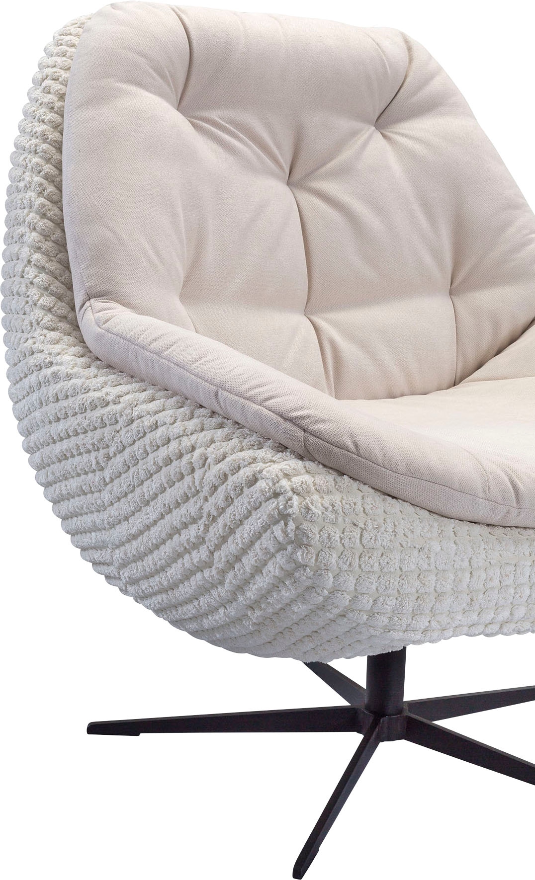 exxpo - sofa fashion Drehsessel »Dim, Loungesessel im Materialmix, Design und Komfort, Solitärmöbel«, Drehsessel bequem gepolstert mit elegantem Metall-Sternfuss