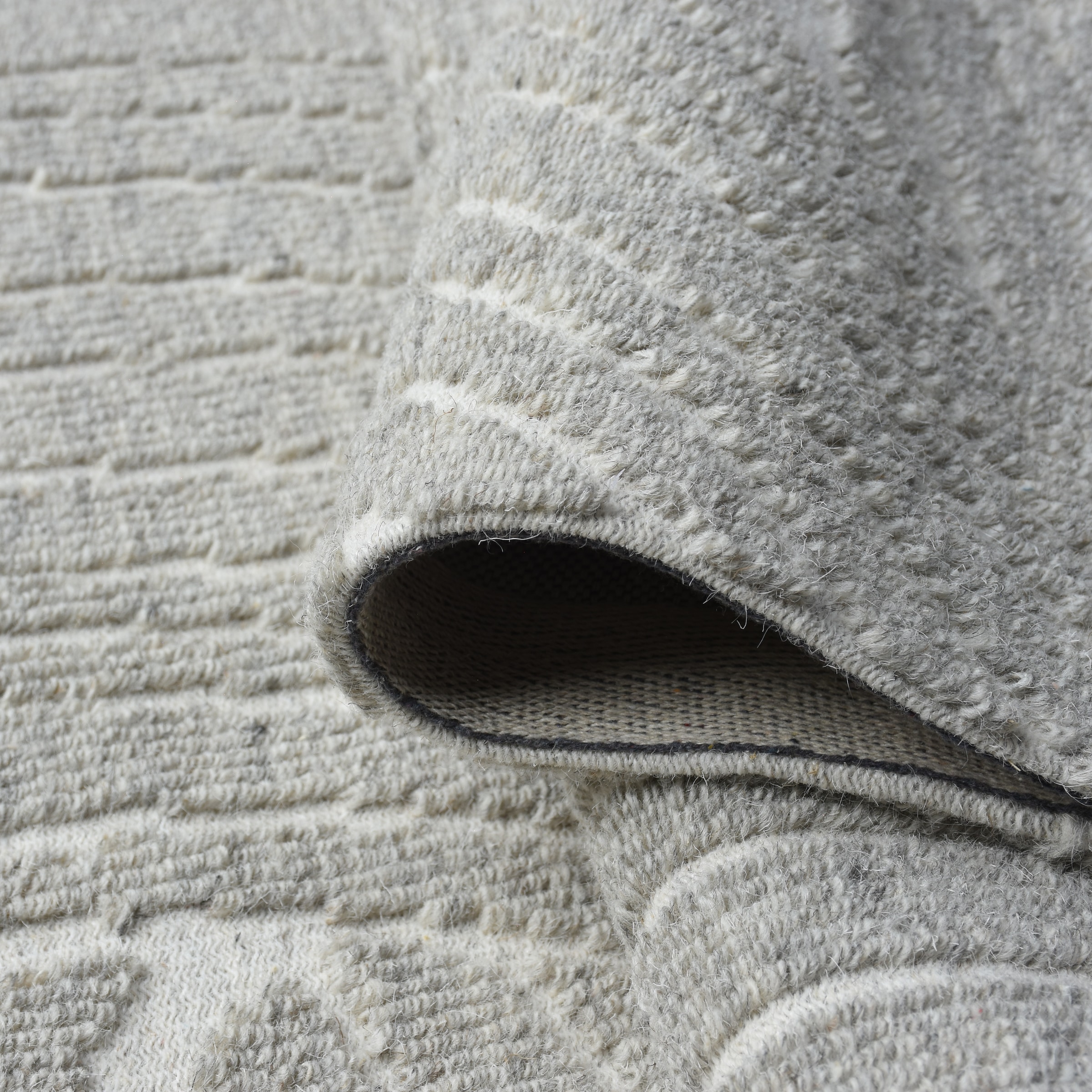 my home Wollteppich »Falun, Wolle, Hoch-Tief-Struktur, maschinell gewebt« rechteckig 12 mm Höhe einfarbig, Wolle, Teppich, Wohnzimmer, Schlafzimmer, Esszimmer